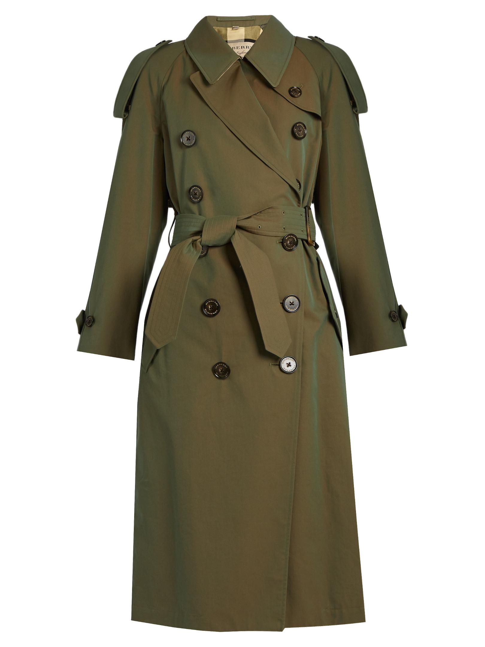 Burberry Foxriver Cotton Trench Coat in Khaki (Green) - Lyst