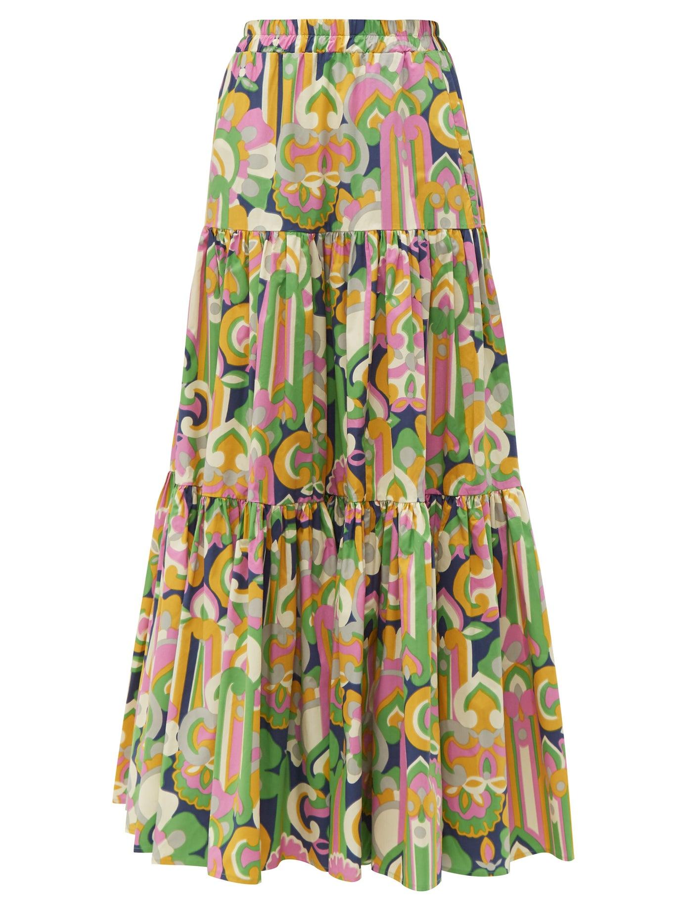 LaDoubleJ Abstract-print Tiered Cotton Maxi Skirt - Lyst