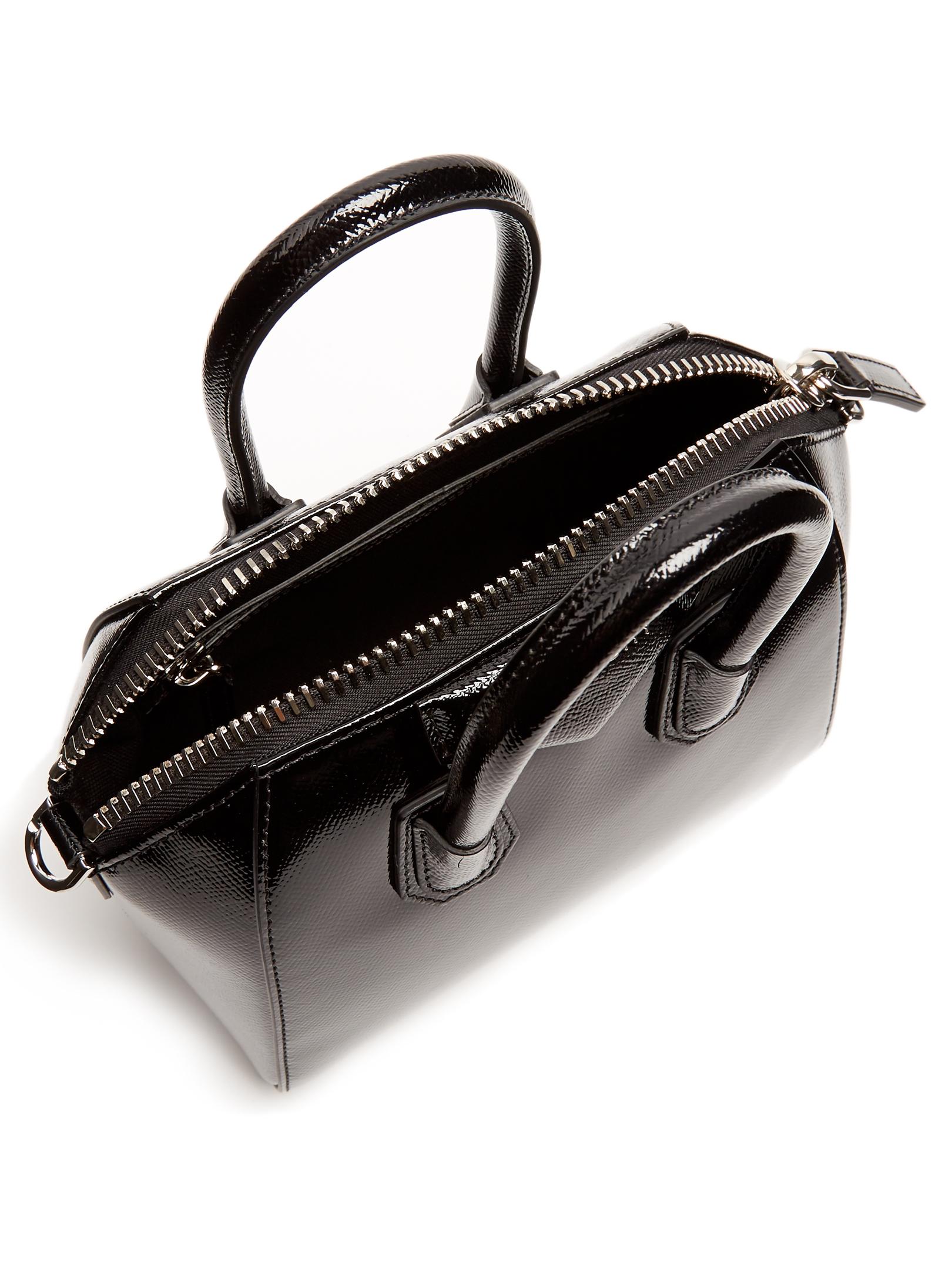 Givenchy Antigona Mini Patent-leather Cross-body Bag in Black - Lyst