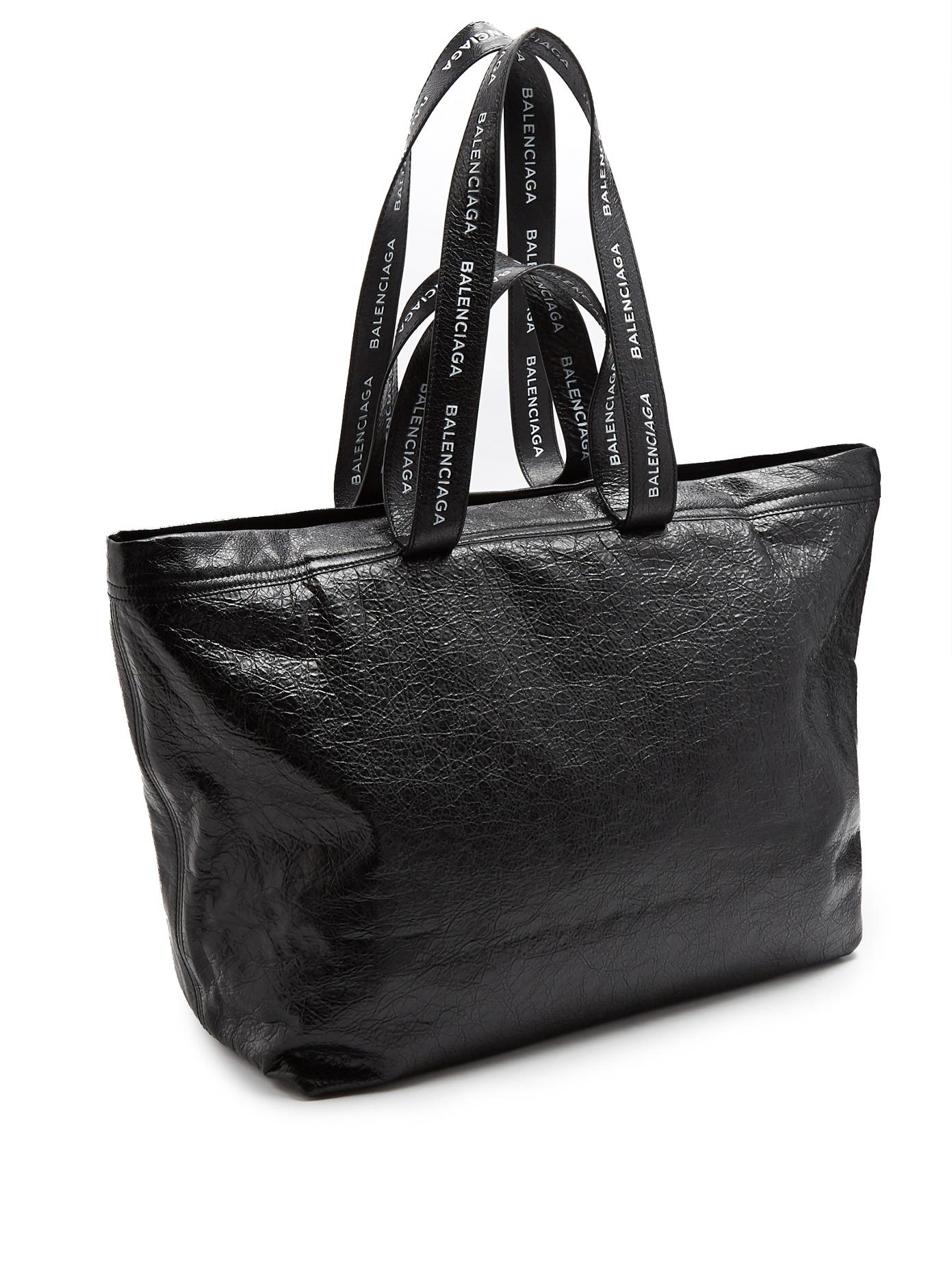 Balenciaga Carry Shopper M Leather Bag in Black for Men | Lyst
