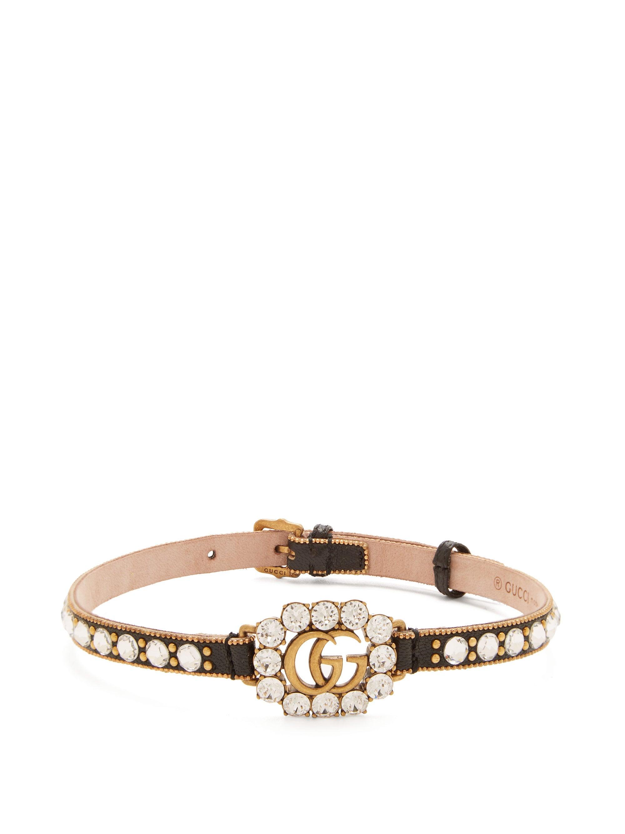 Gucci GG Crystal-embellished Leather Choker - Lyst