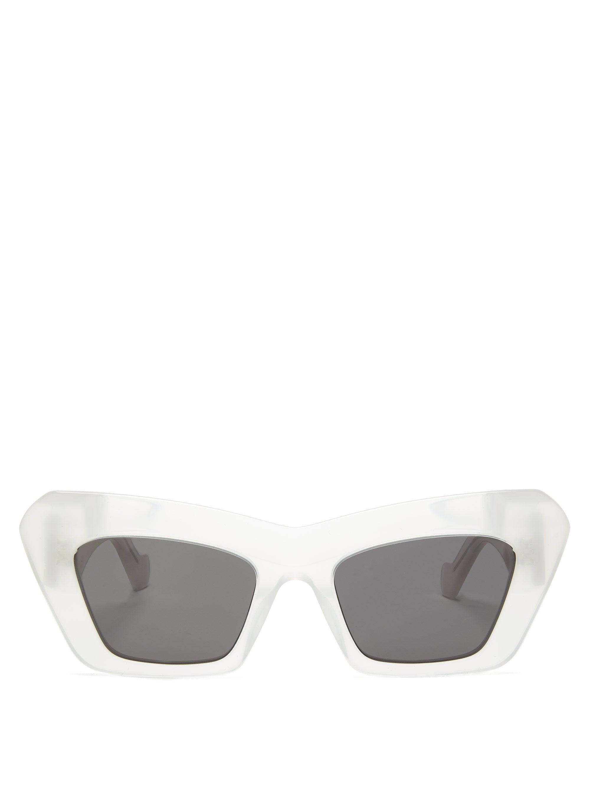 Loewe Anagram-logo Cat-eye Acetate Sunglasses in White - Lyst