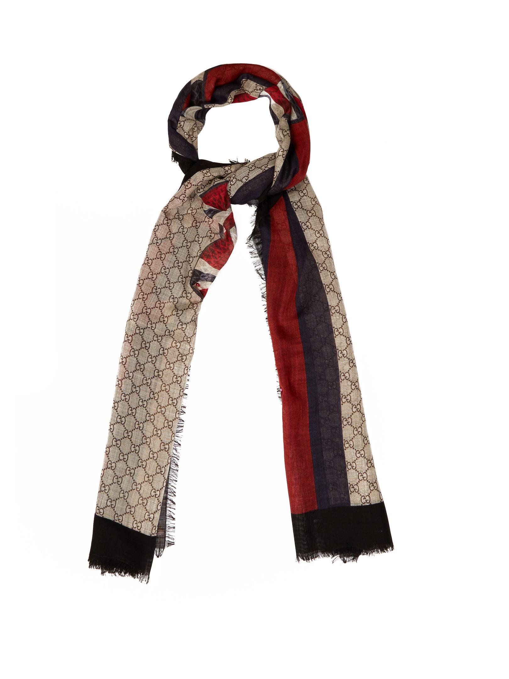 Gucci Snake-print Wool Scarf for Men