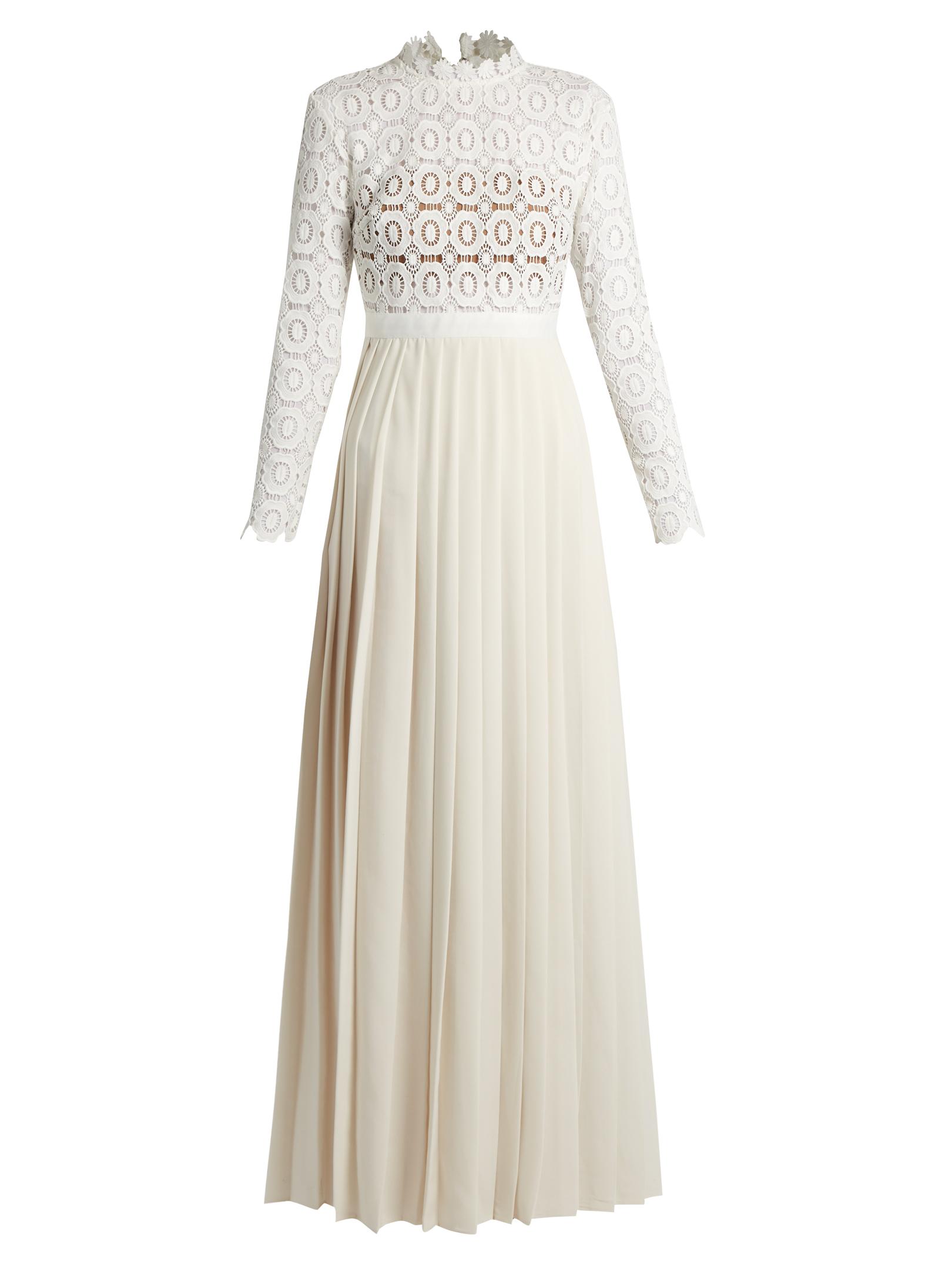 self portrait white long sleeve dress