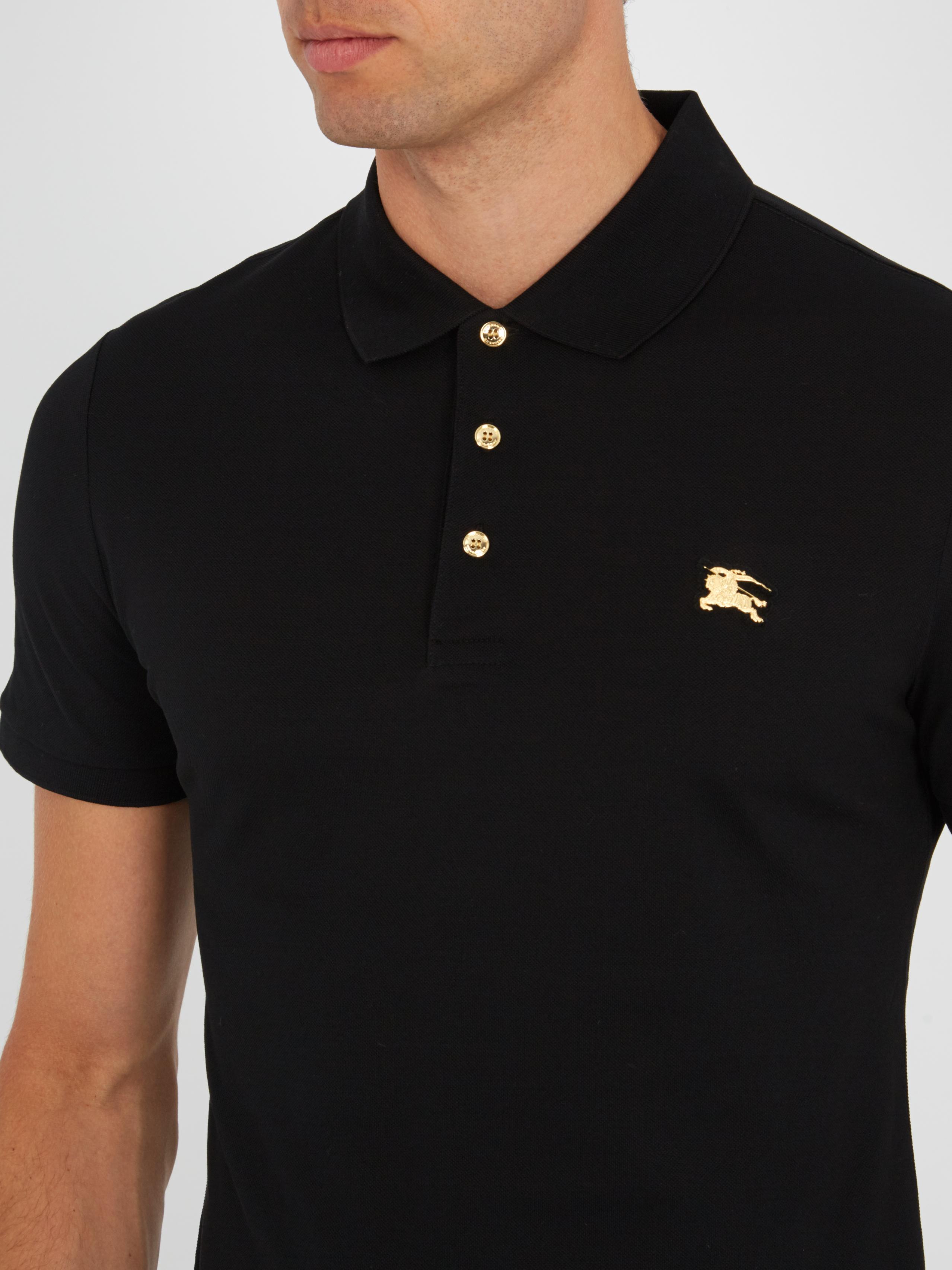 burberry black polo mens