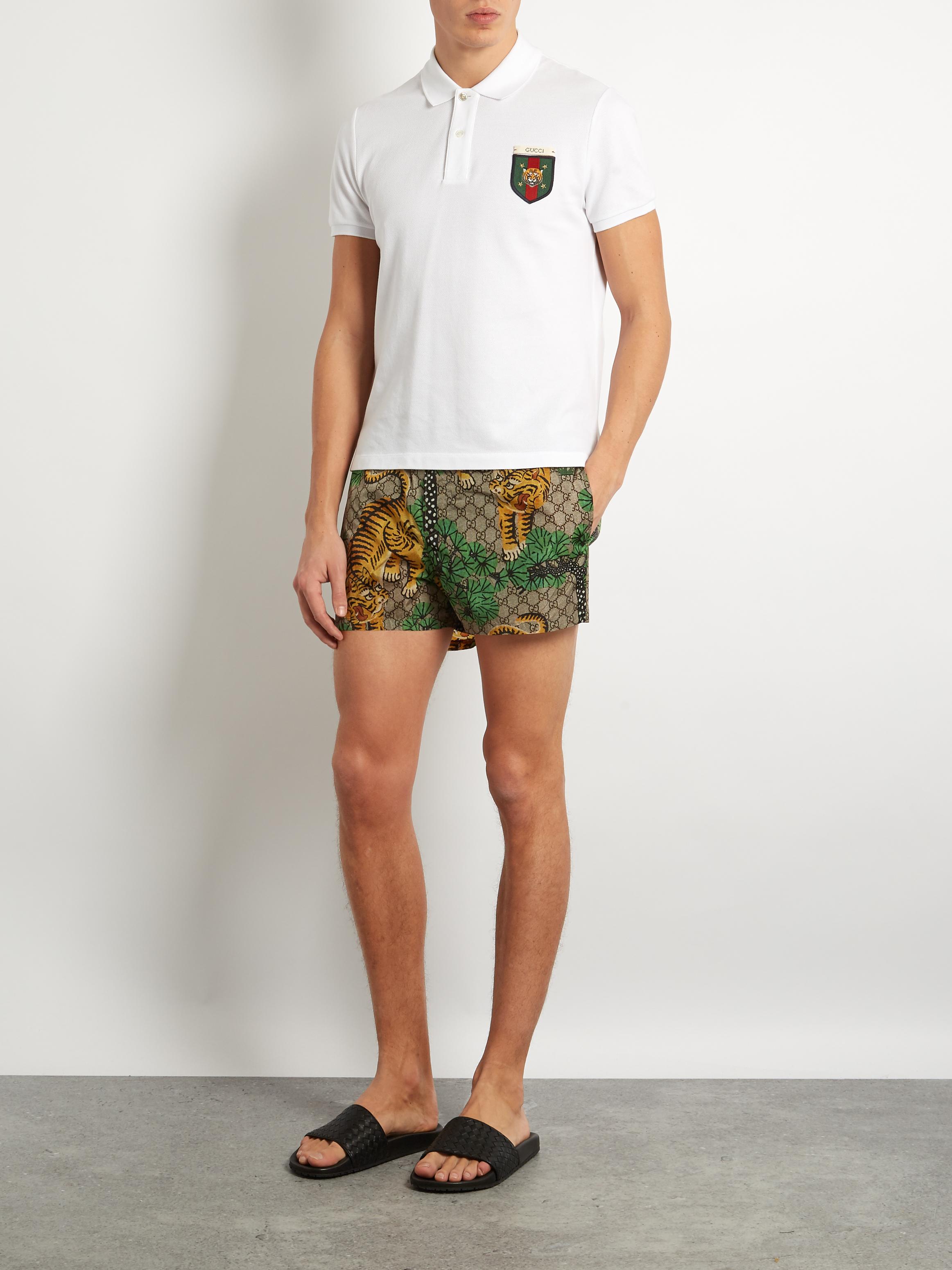 Gucci Synthetic Bengal-print Swim Shorts in Green for Men - Lyst