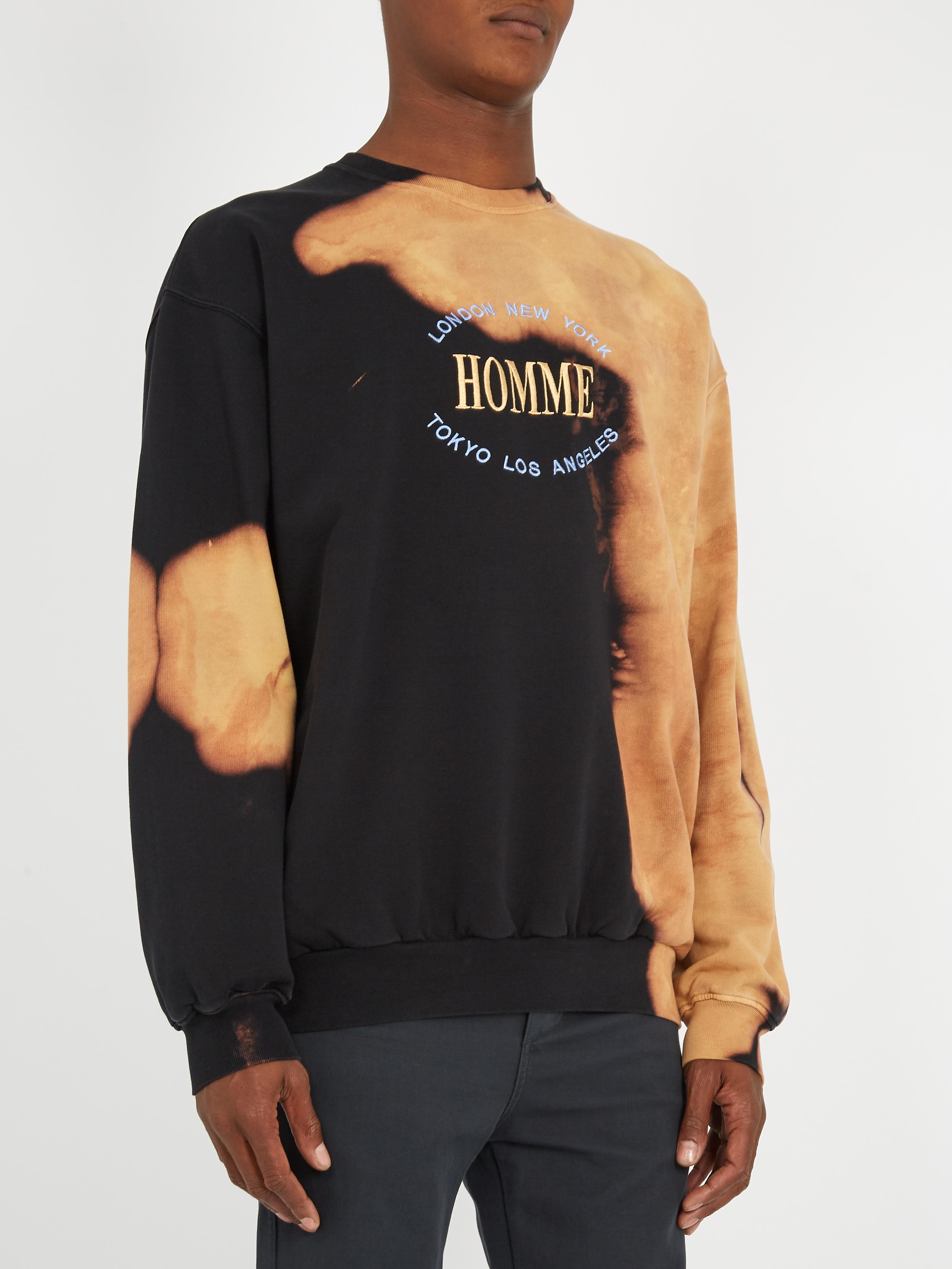 Balenciaga Homme-embroidered Bleached Cotton Sweatshirt in Black for Men |  Lyst