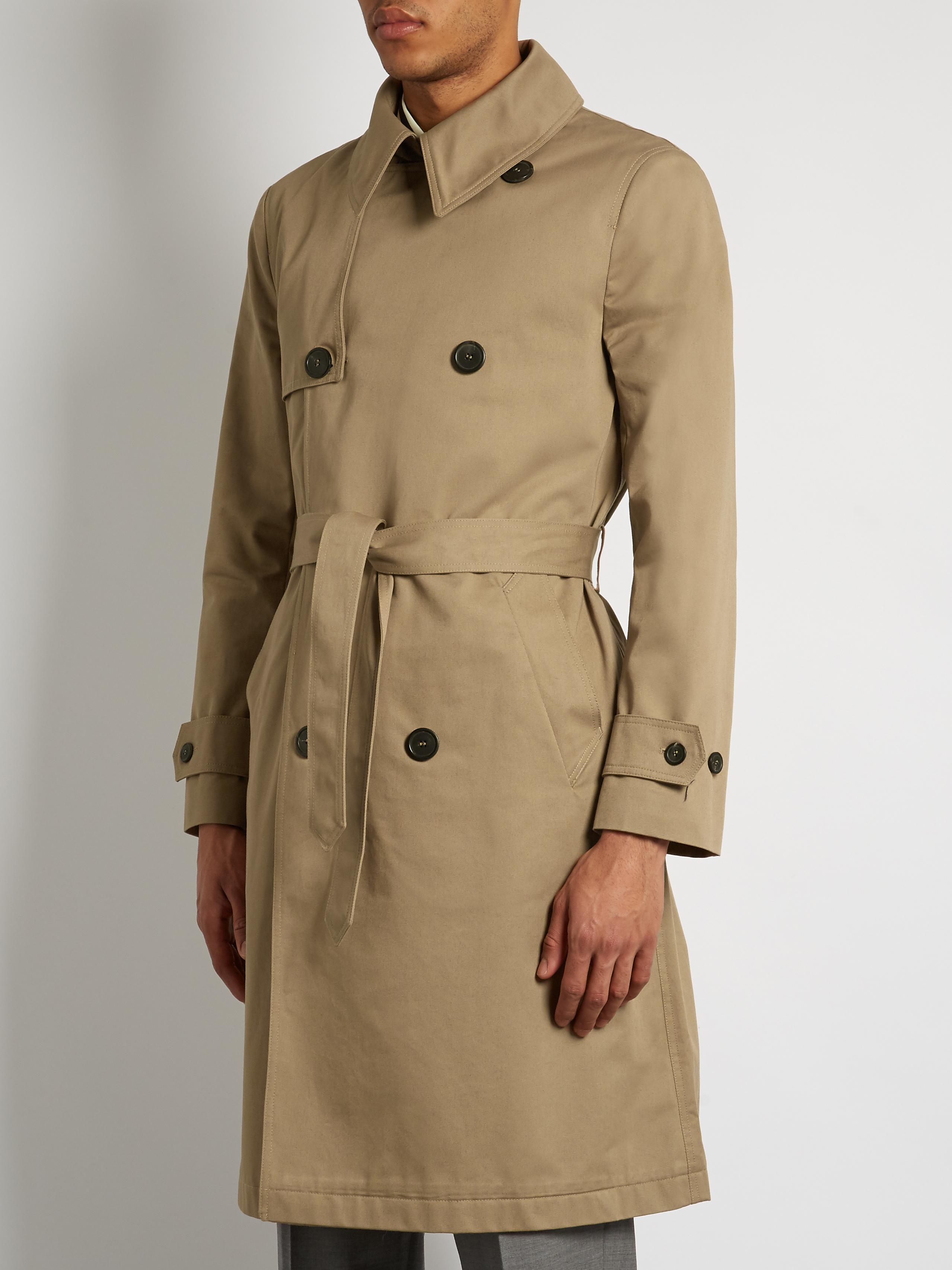 AMI Double-breasted Cotton-twill Trench Coat in Natural for Men - Lyst