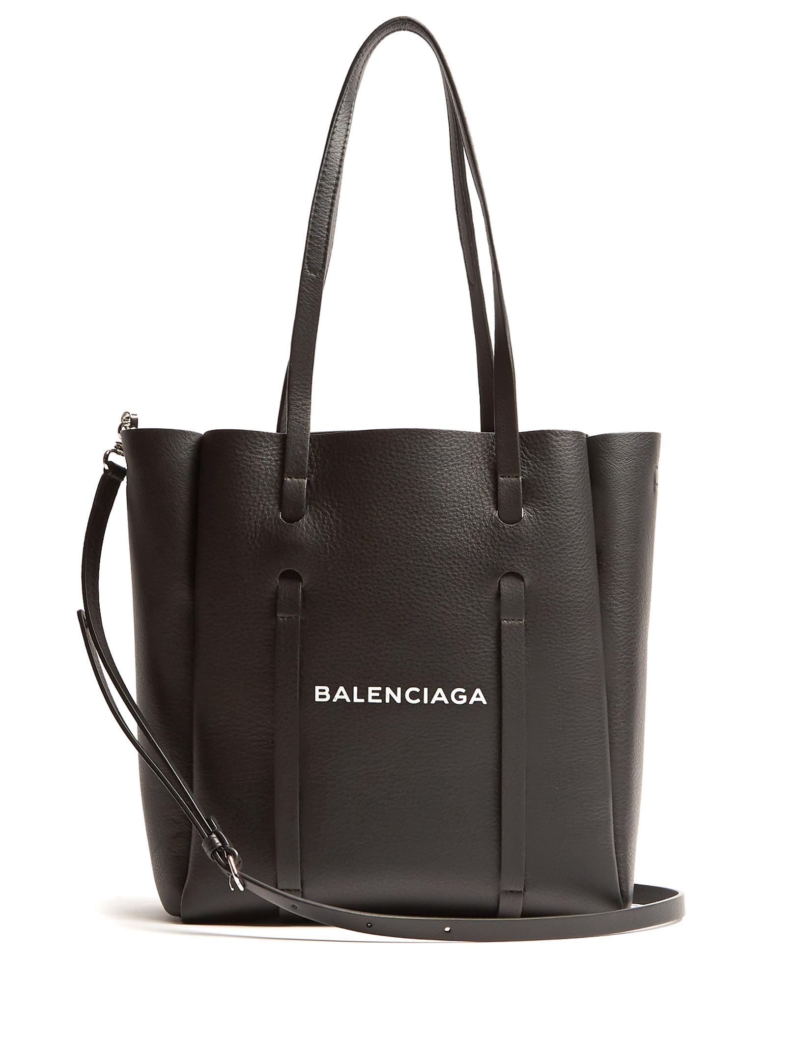 Black Balenciaga Logo Faux Fur Everyday XS Tote Bag