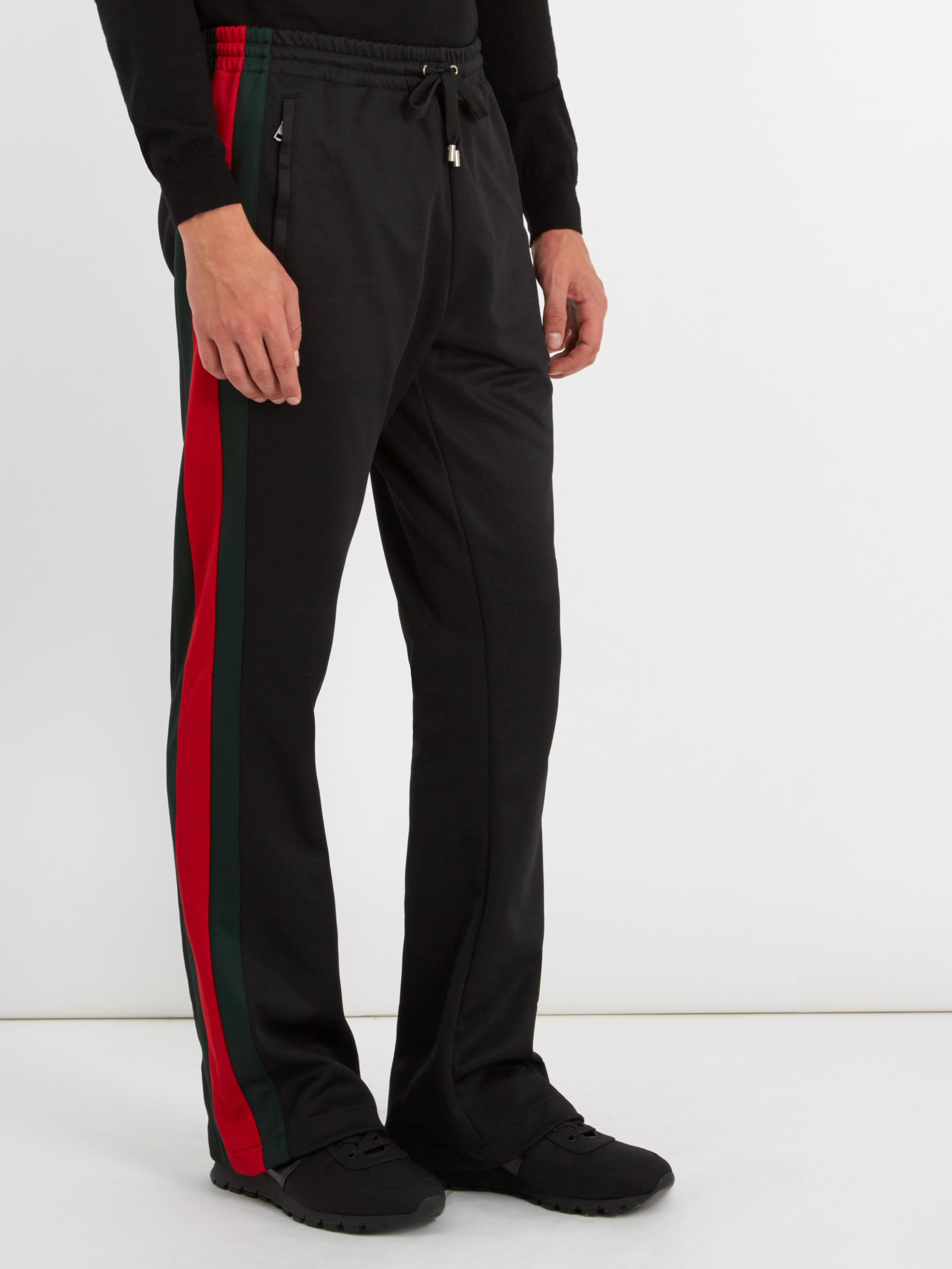 Gucci Synthetic Web-striped Mid-rise Track Pants in Black for Men - Lyst