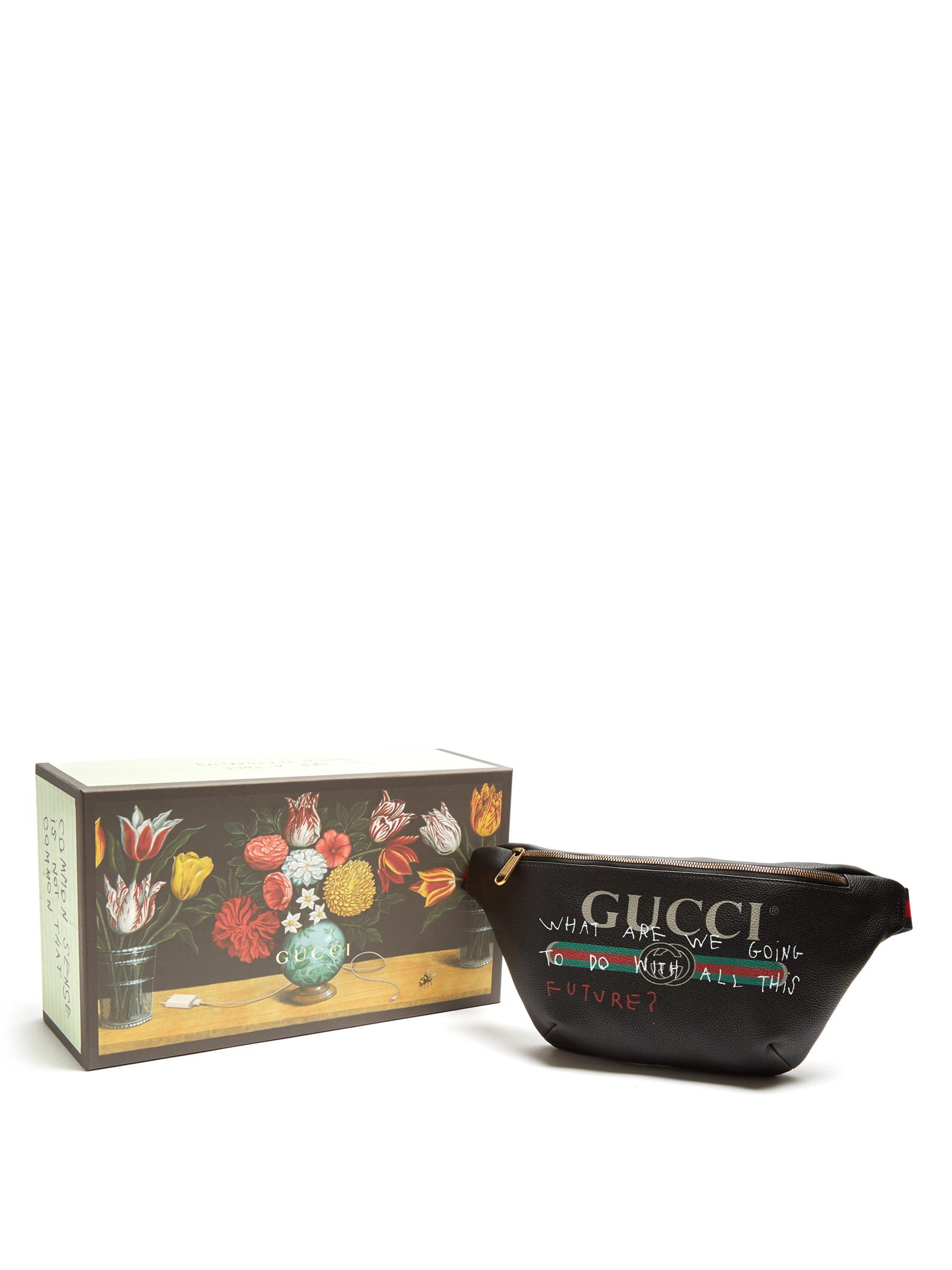 Gucci Logo-print Leather Belt Bag in Black for Men - Lyst