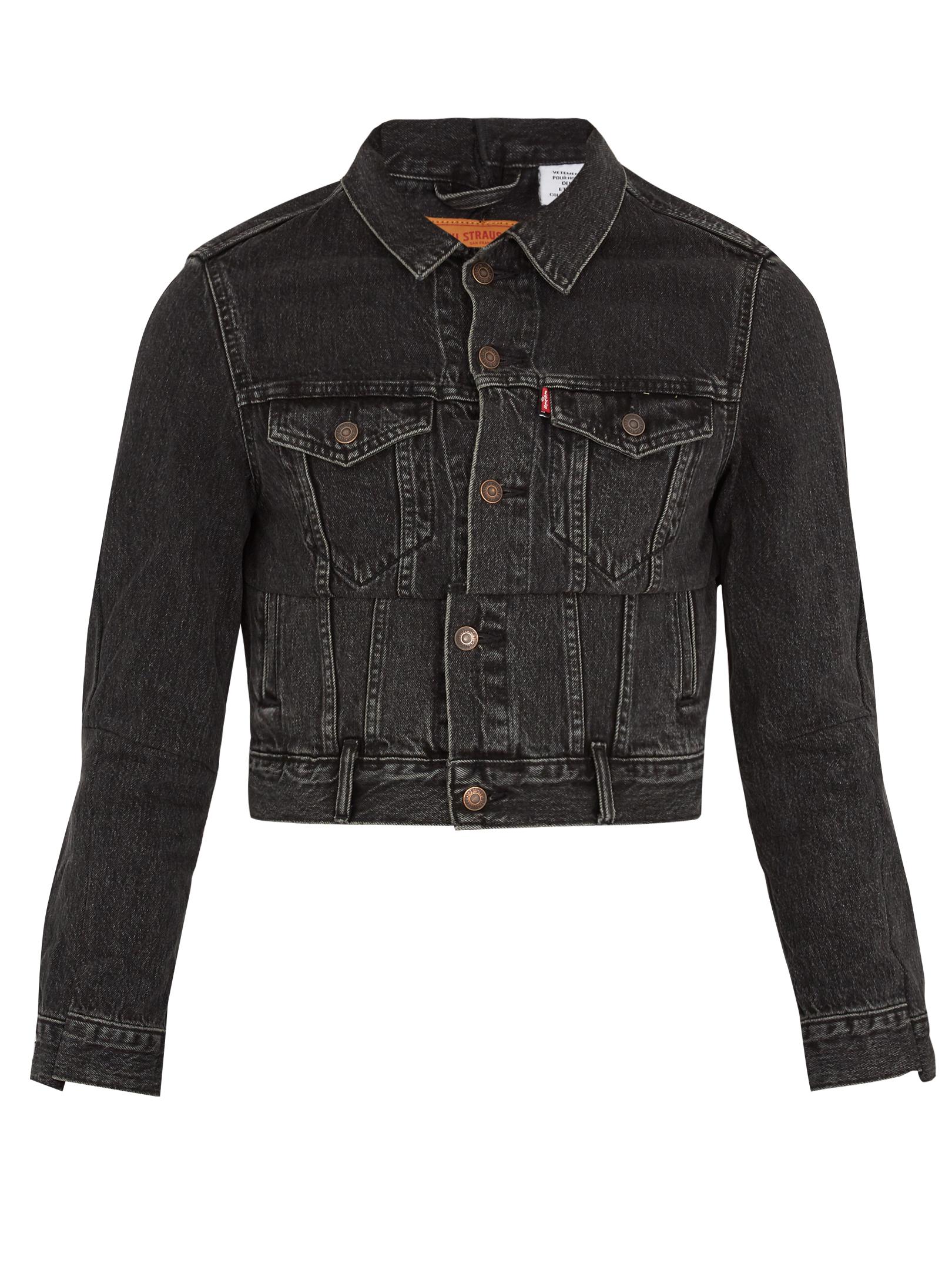 Vetements X Levi's Reworked Cropped Denim Jacket in Black for Men | Lyst