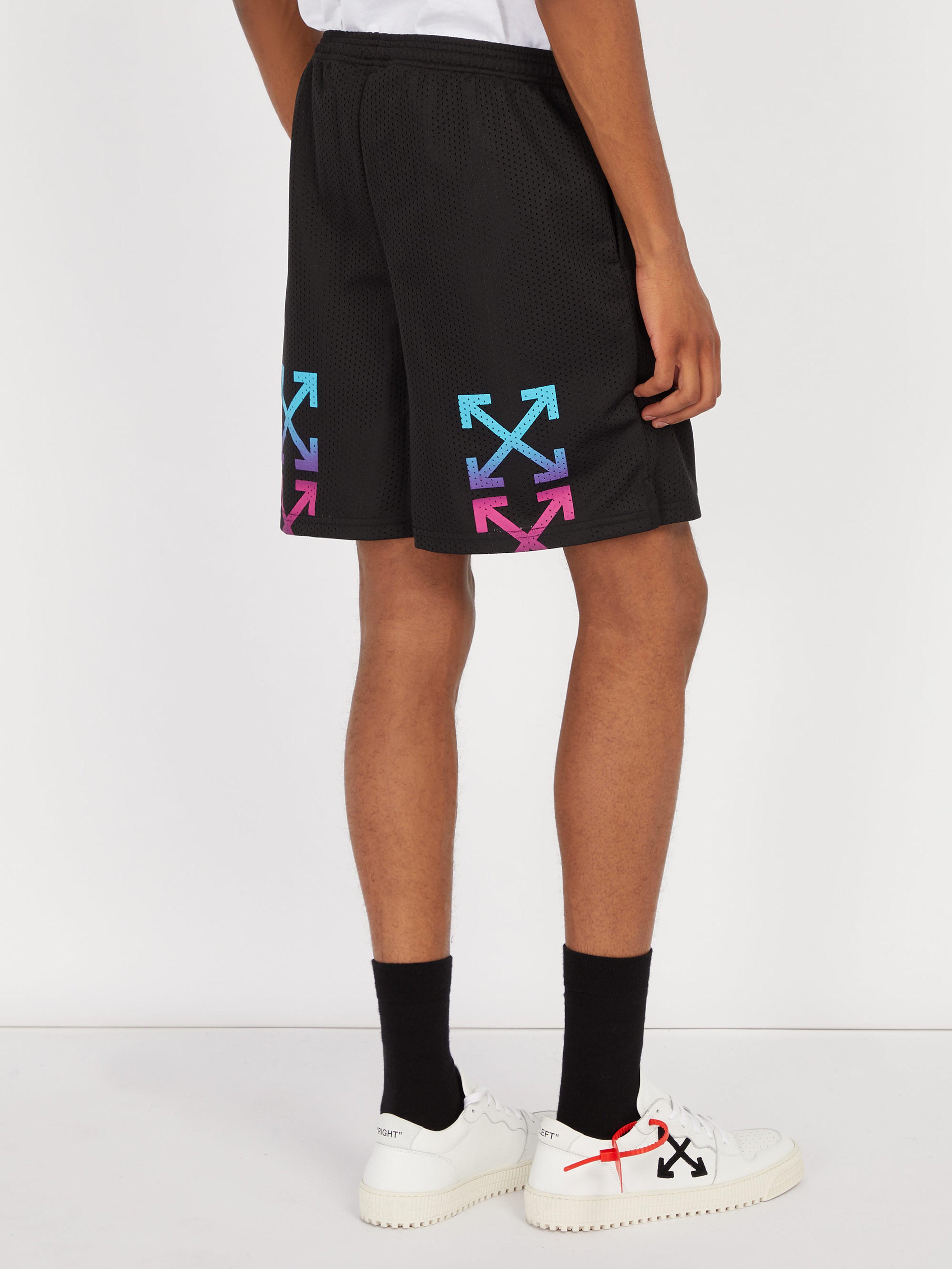 off white gradient mesh shorts