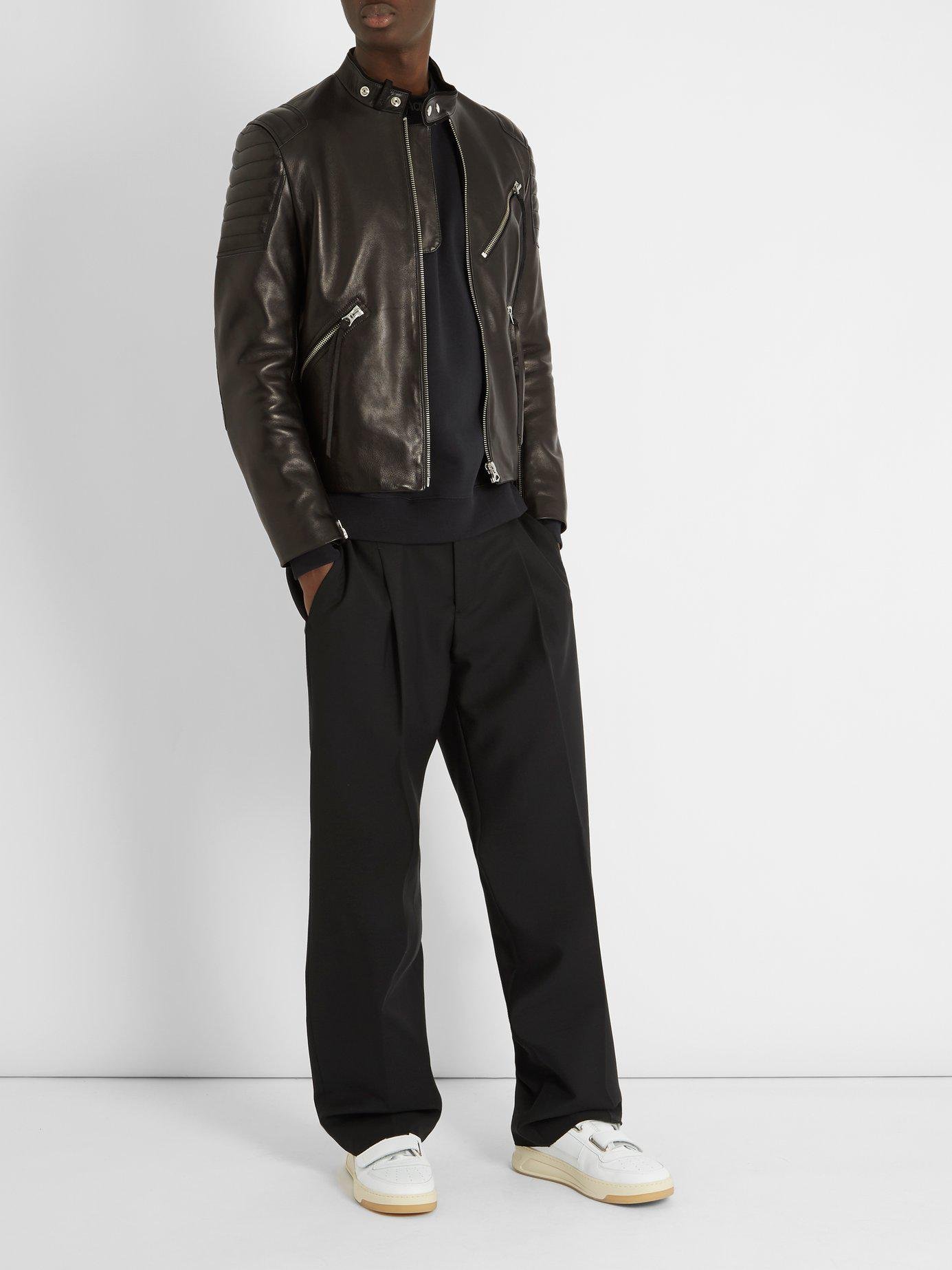 Acne Studios Oliver Chevron Leather Jacket in Black for Men - Lyst