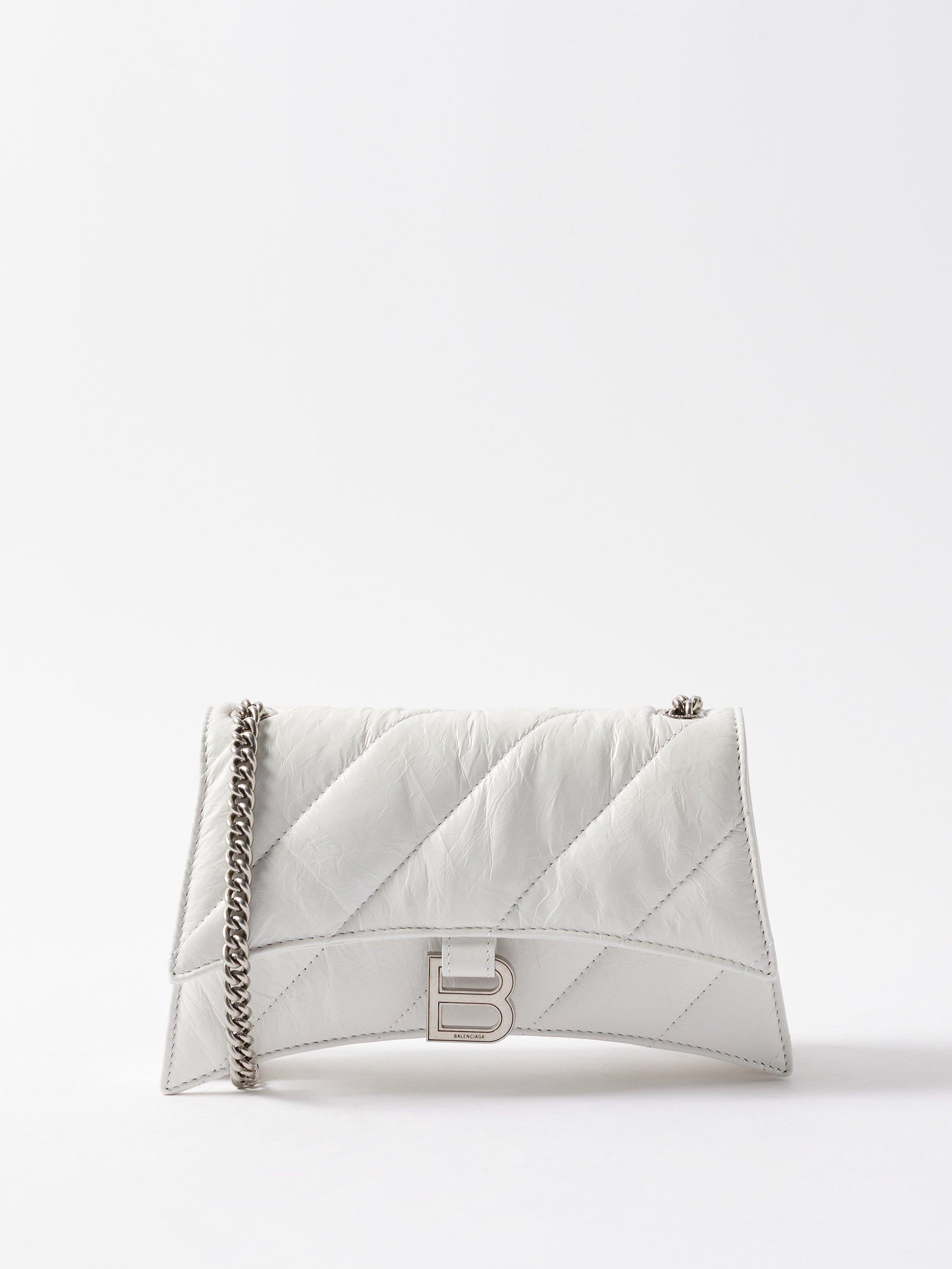 Balenciaga Crush S Quilted Creasedleather Crossbody Bag in White Lyst