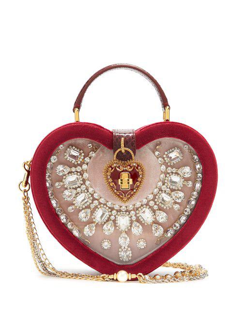 Dolce & Gabbana Crystal-embellished Heart-shaped Bag in Red | Lyst