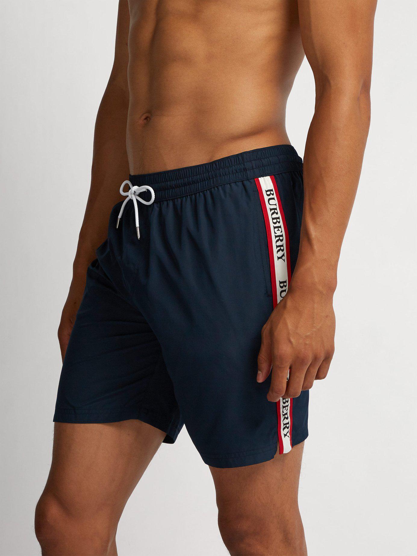 Burberry Logo Side Stripe Swim Shorts in Navy (Blue) for Men - Lyst