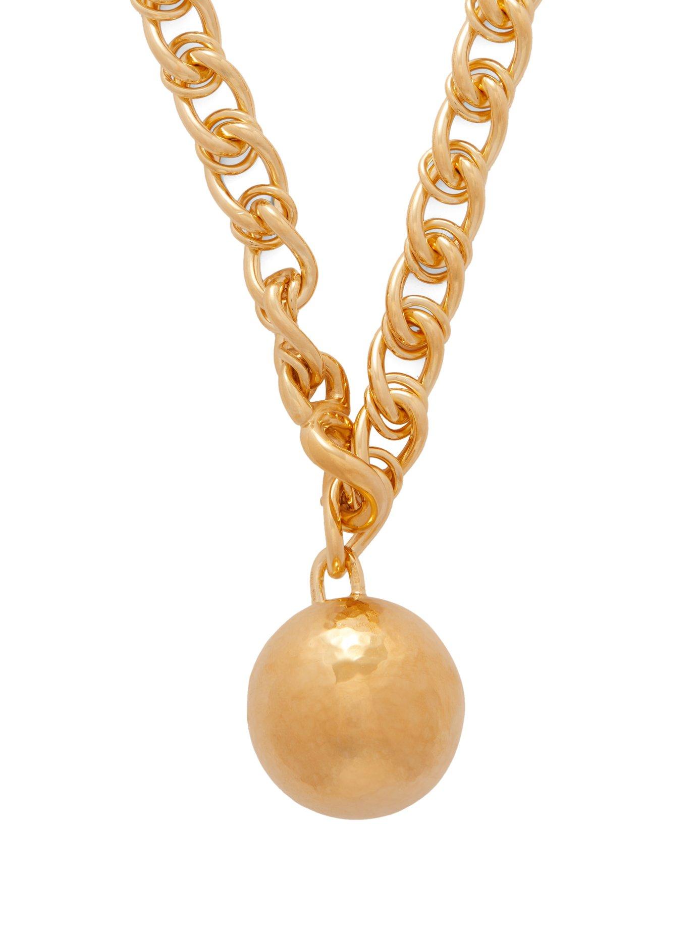 Bottega Veneta Ball 18 Karat Gold Plated Necklace in Metallic | Lyst