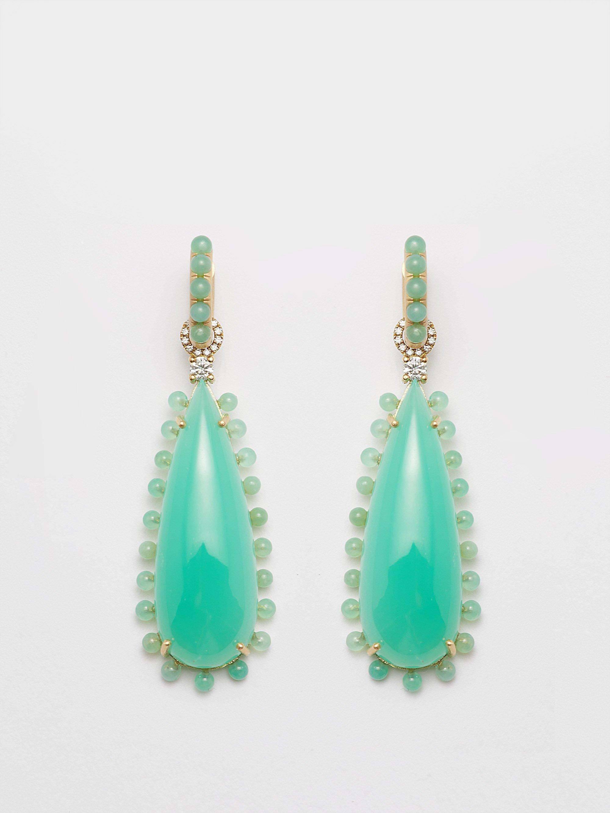Irene Neuwirth Diamond, Chrysoprase & 18kt Gold Earrings in Blue | Lyst