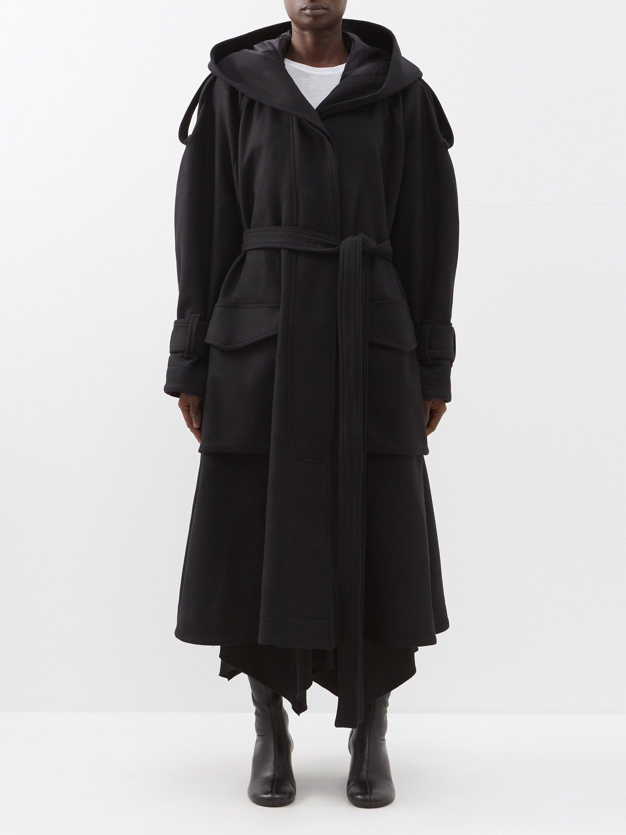 Az Factory X Thebe Magugu Hooded Wool-blend Felt Coat in Black | Lyst