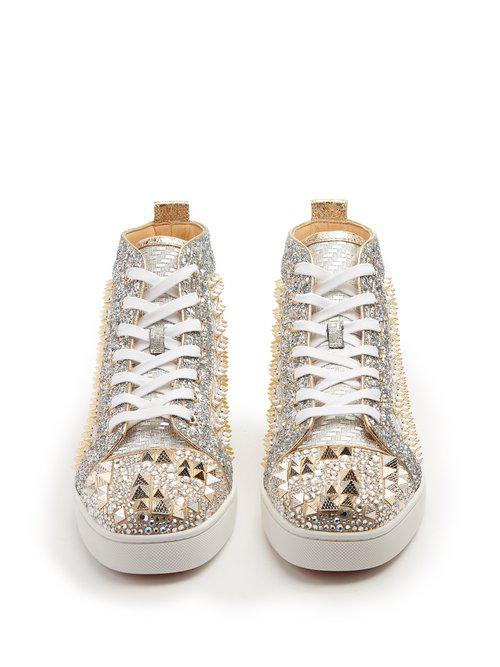 Christian Louboutin Mixkeoshell Metallic High-top Leather Trainers for Men