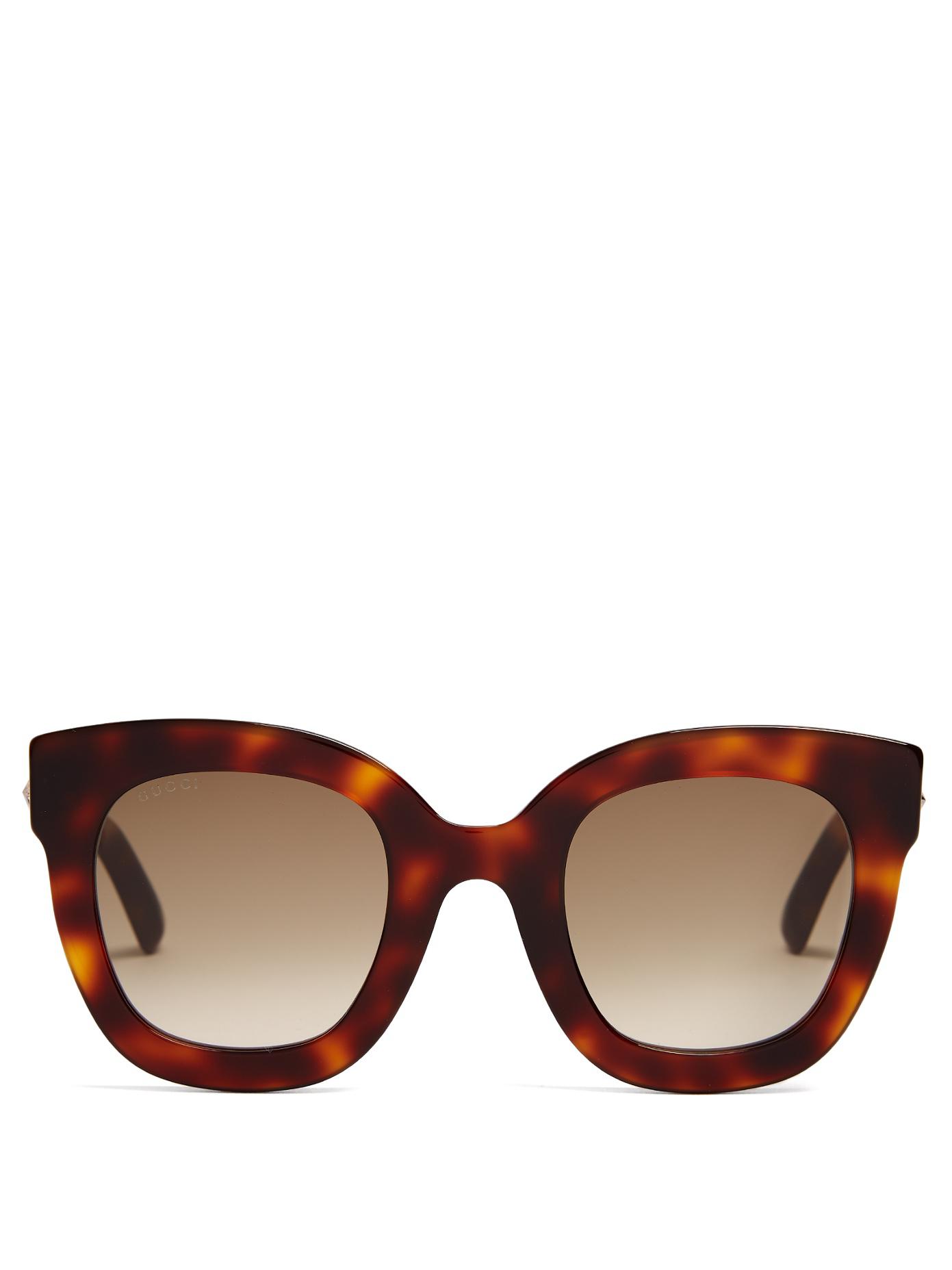 Gucci Star-embellished Square-frame Sunglasses in Brown - Lyst