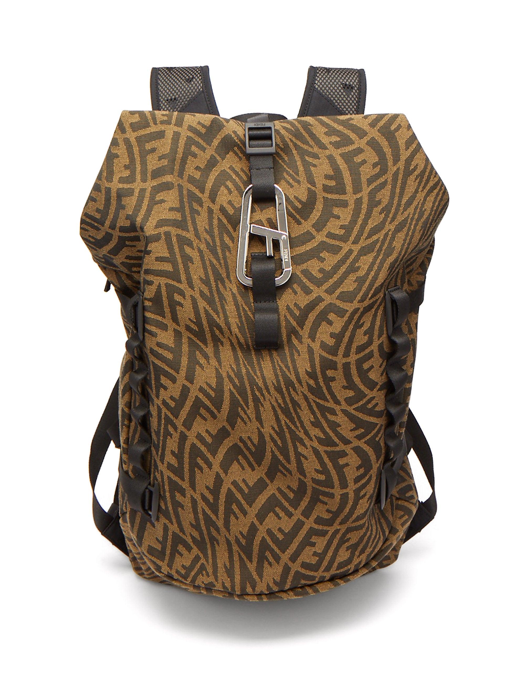 Fendi Ferrino Logo-jacquard Canvas Backpack in Brown for Men | Lyst