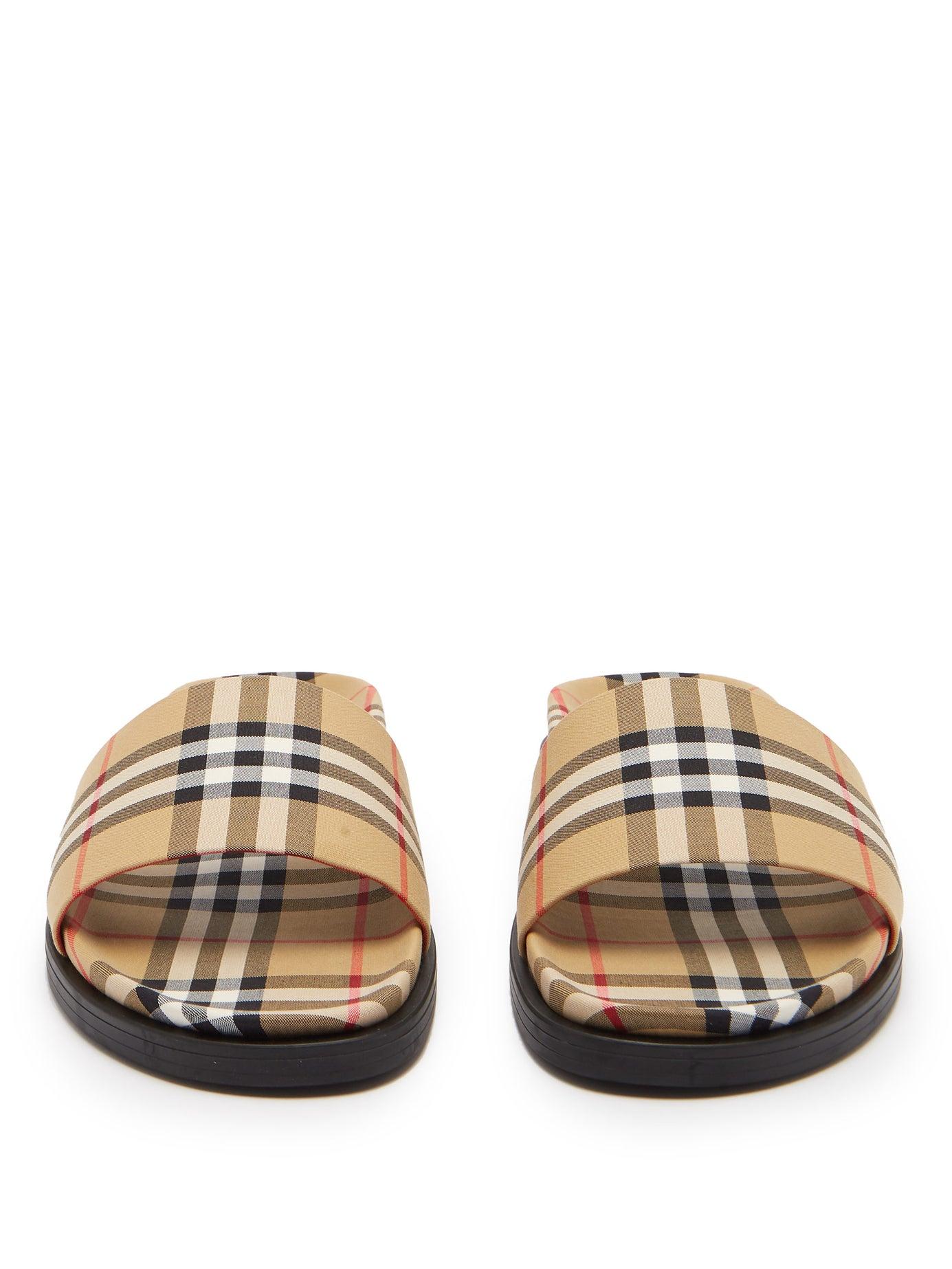 Burberry Ashmore Vintage-check Cotton-canvas Slides for Men | Lyst
