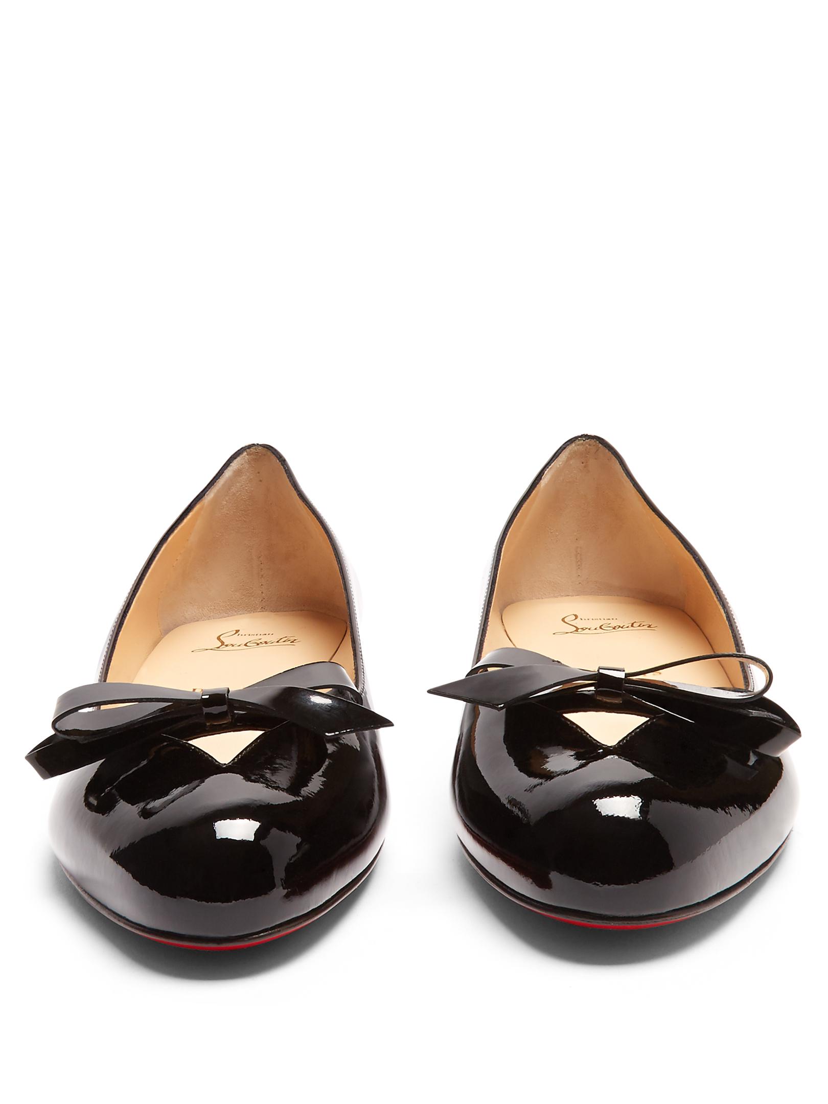 Christian Louboutin Vinodo Patent leather Flats in Black Lyst