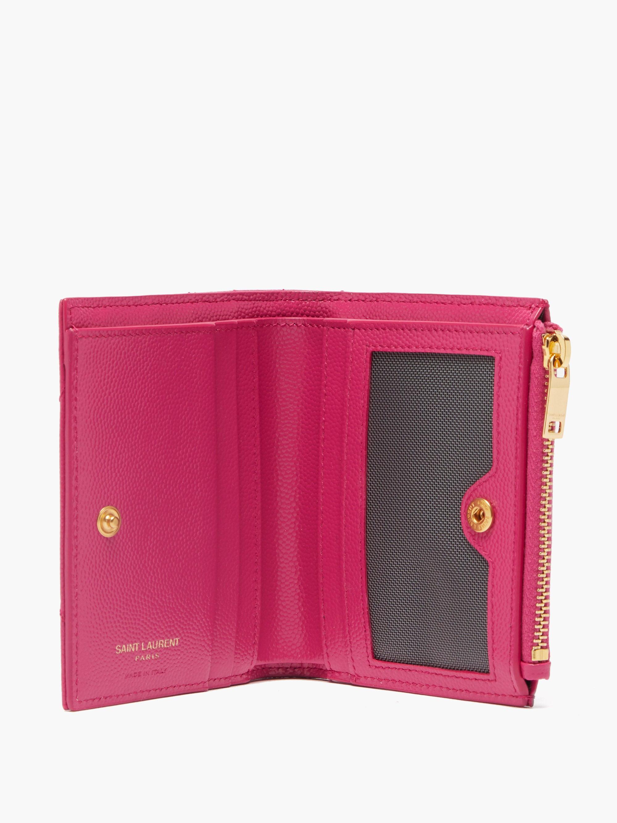 Auth Saint Laurent Fold Purse #9705 Long Wallet YSL Vstech Pink Beige  Leather