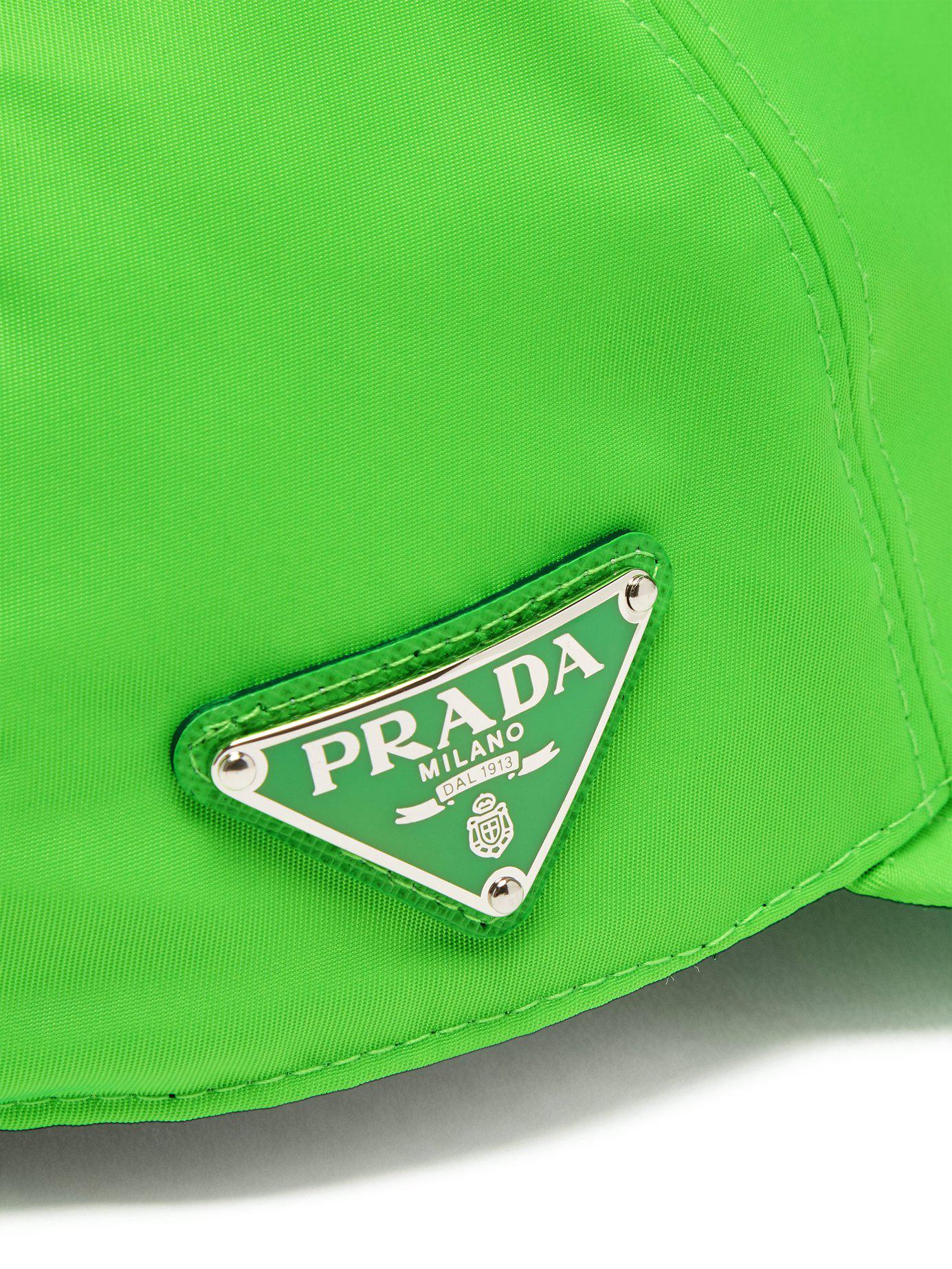 Prada Logo Plaque Baseball Cap in Green 