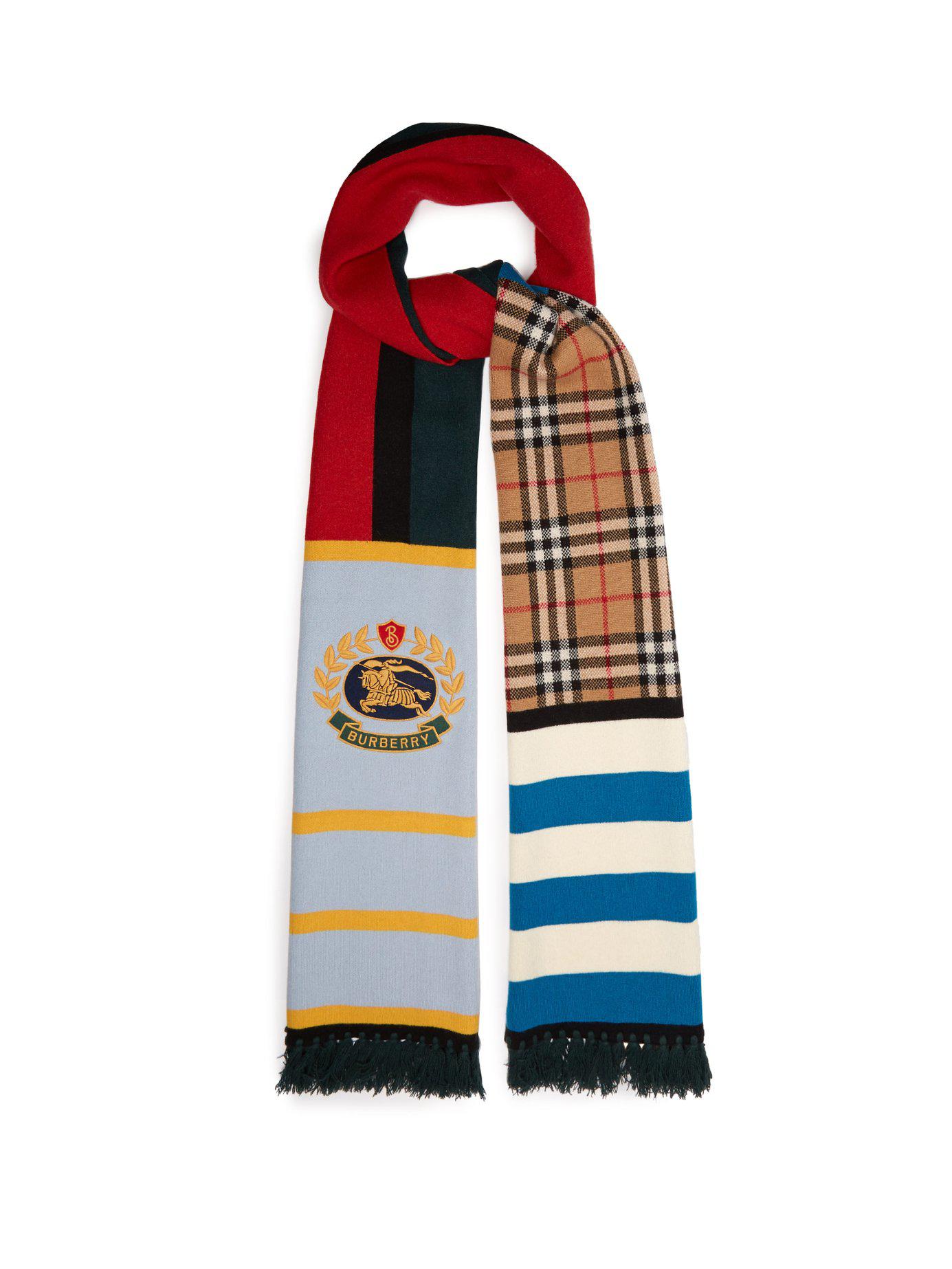Burberry Knight Embroidered Cashmere Blend Scarf Lyst