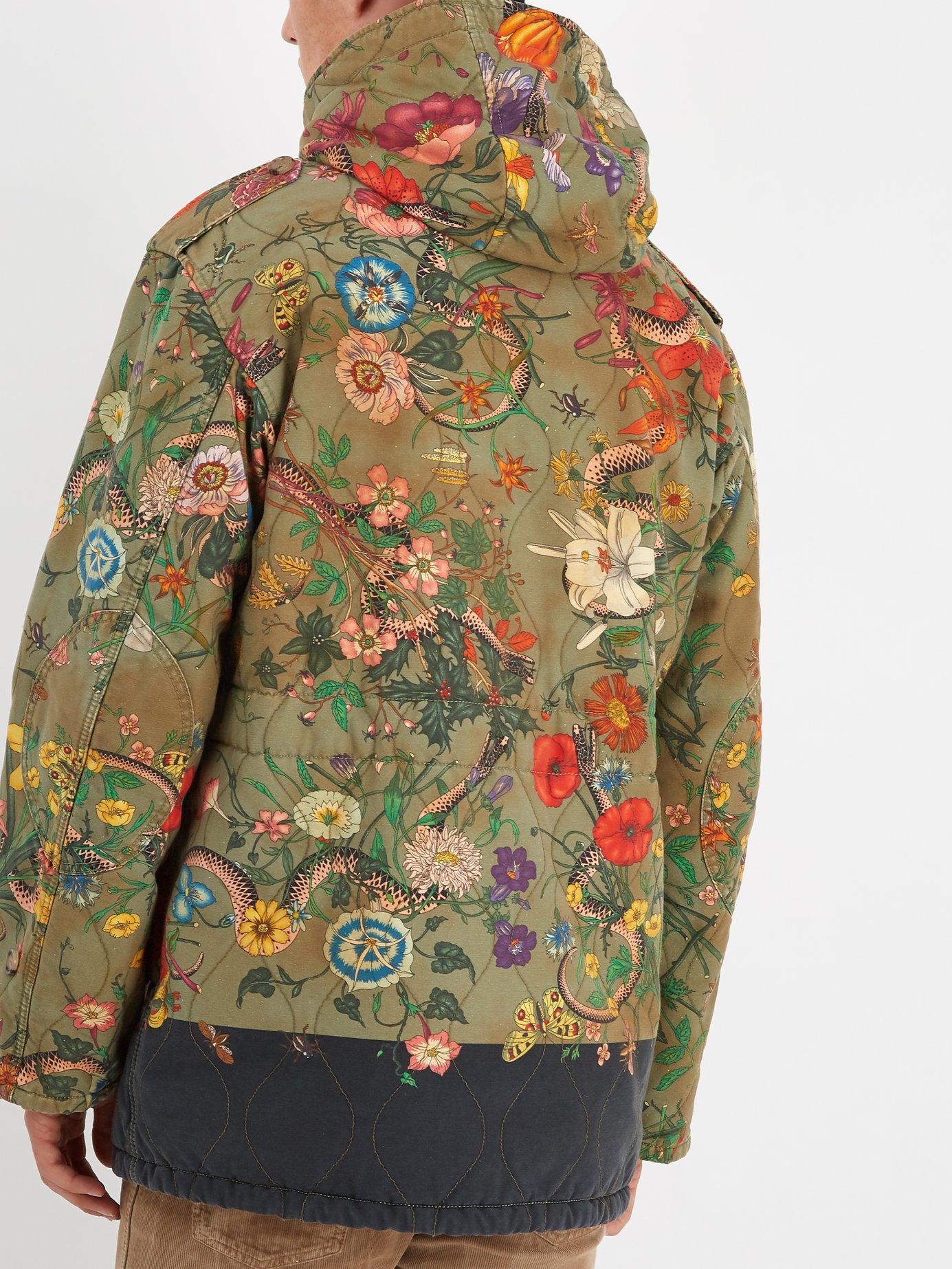 Gucci Floral Print Quilted Cotton Parka for Men | Lyst