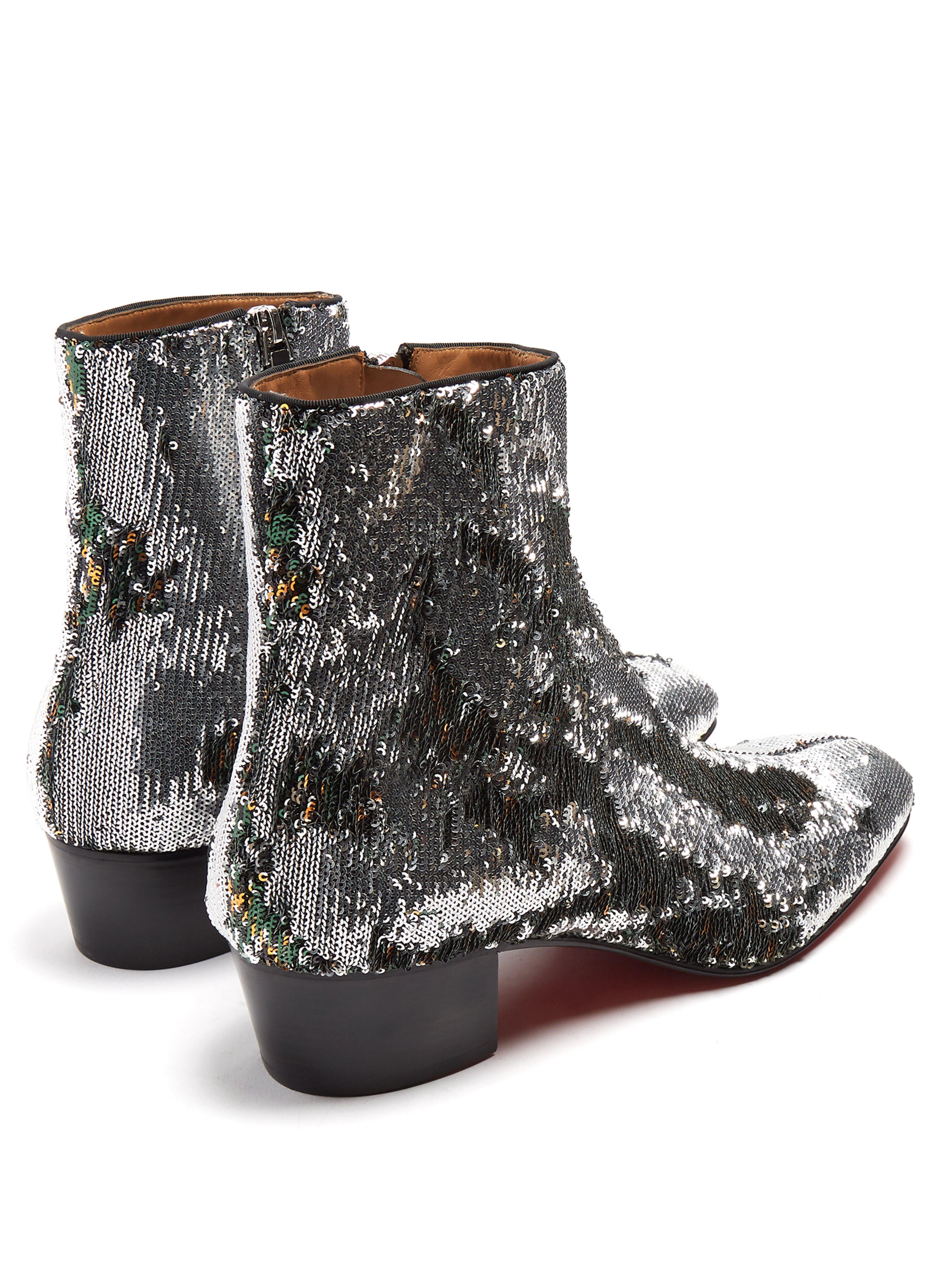 christian louboutin sequin booties
