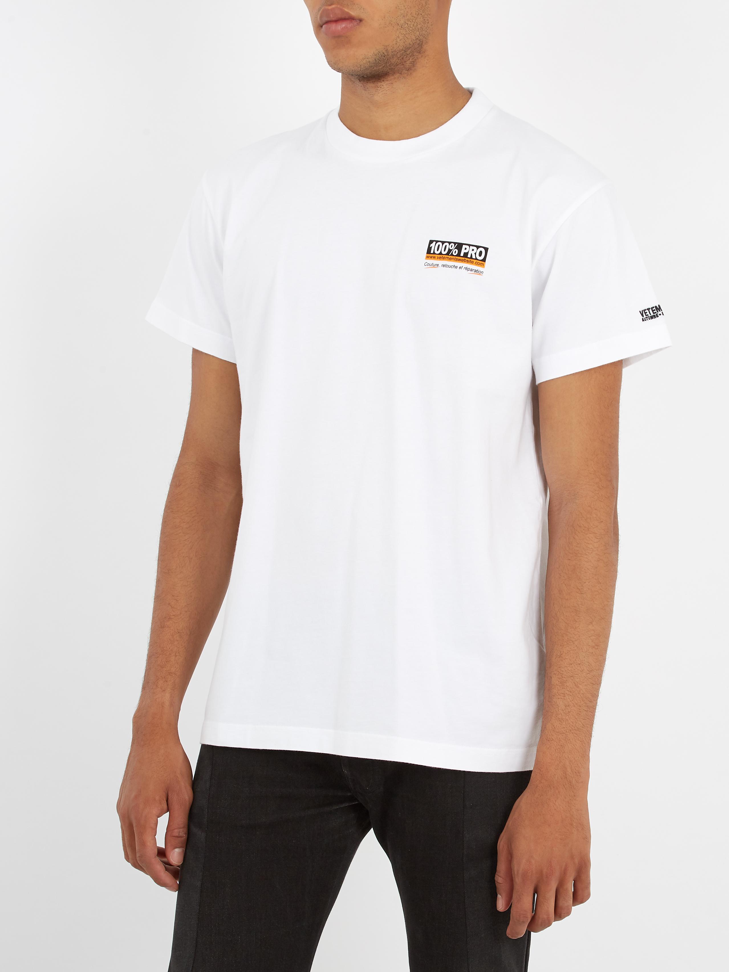 Vetements 100 Pro Cotton T shirt in White for Men Lyst