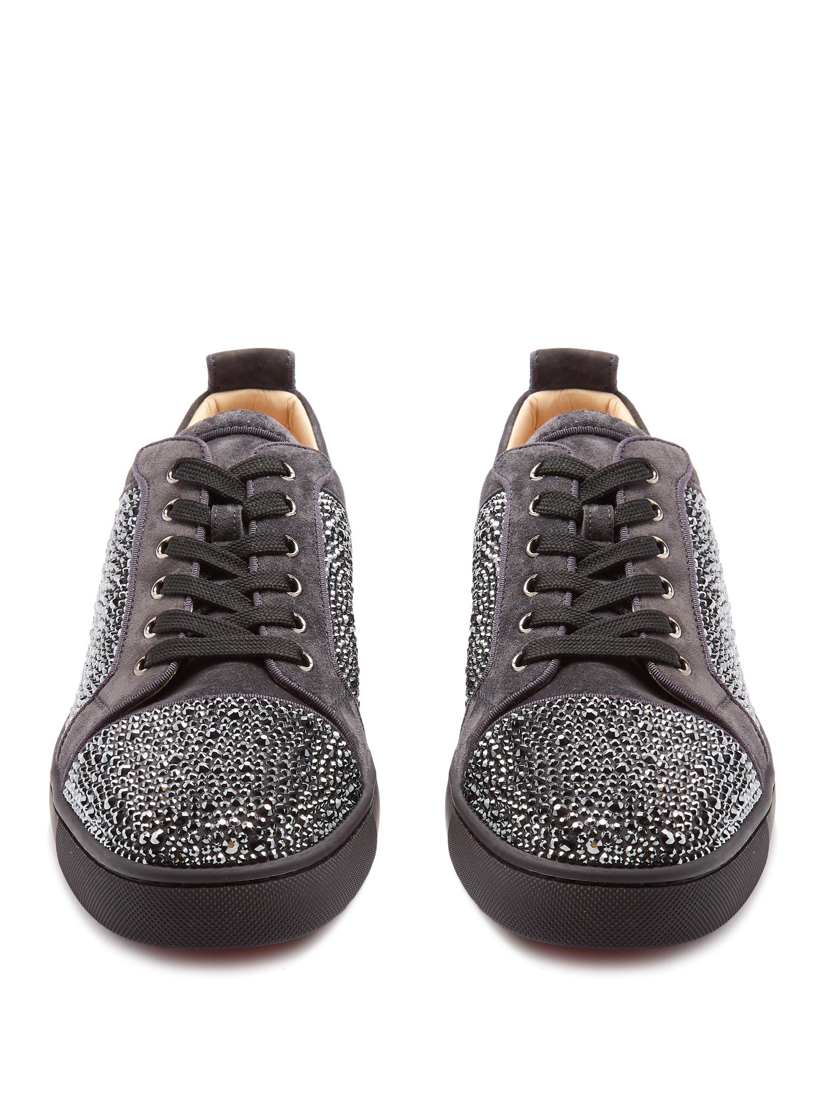 grey suede louboutin trainers