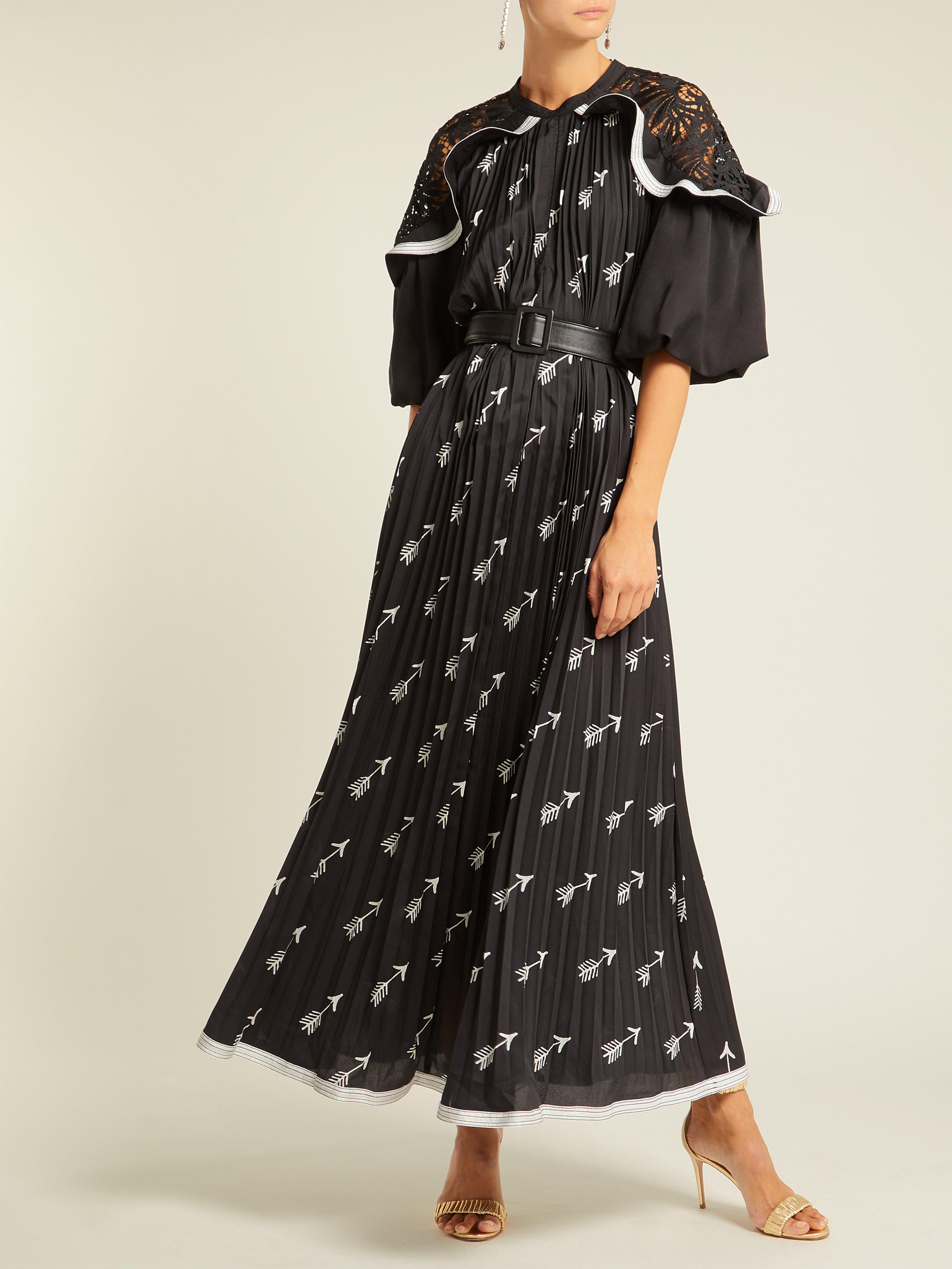 self portrait arrow print midi dress