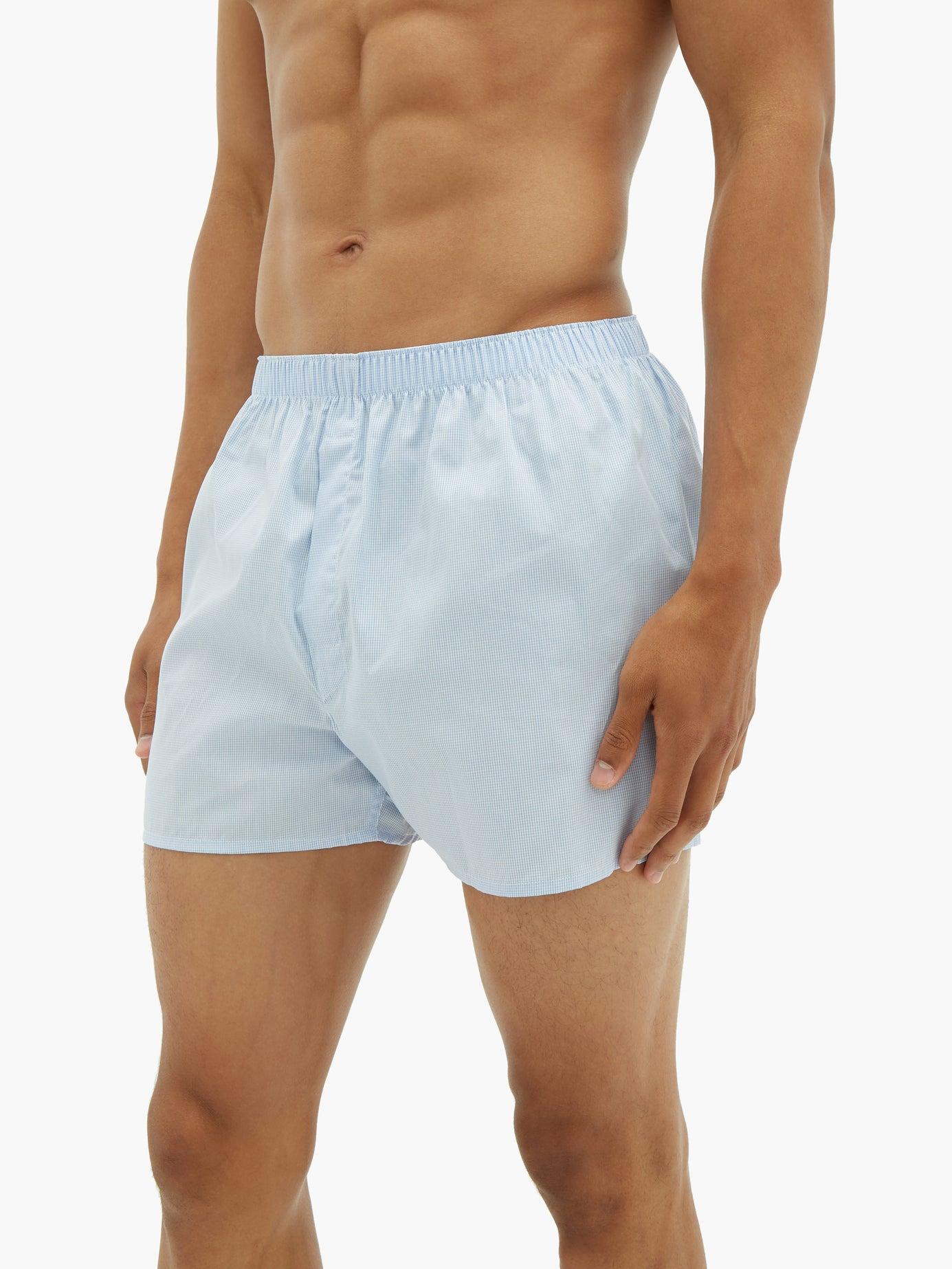Sunspel Graph Check Cotton Poplin Boxer Shorts in Blue for Men - Lyst