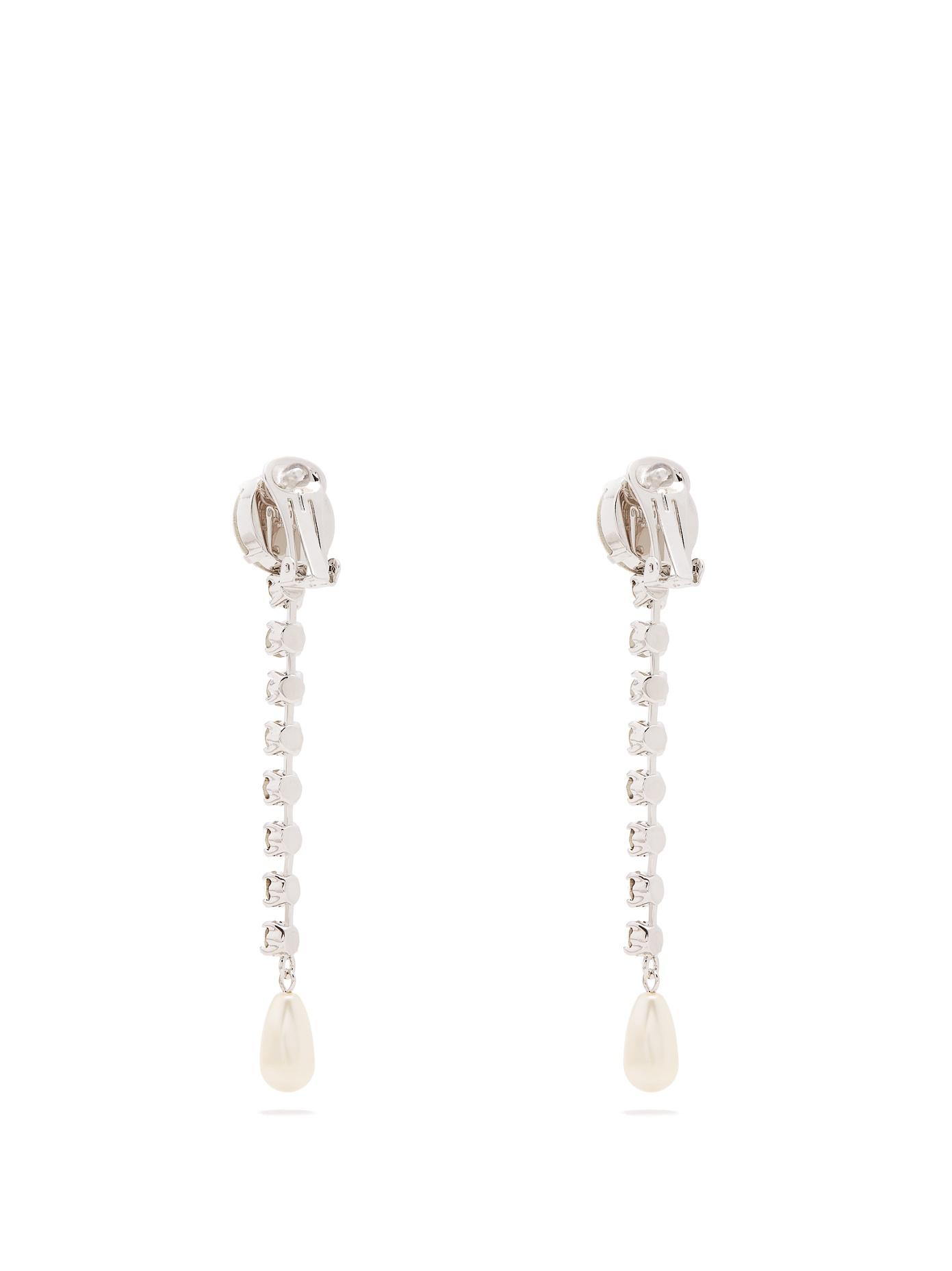 Miu Miu Crystal And Faux-pearl Drop Clip-on Drop Earrings | Lyst