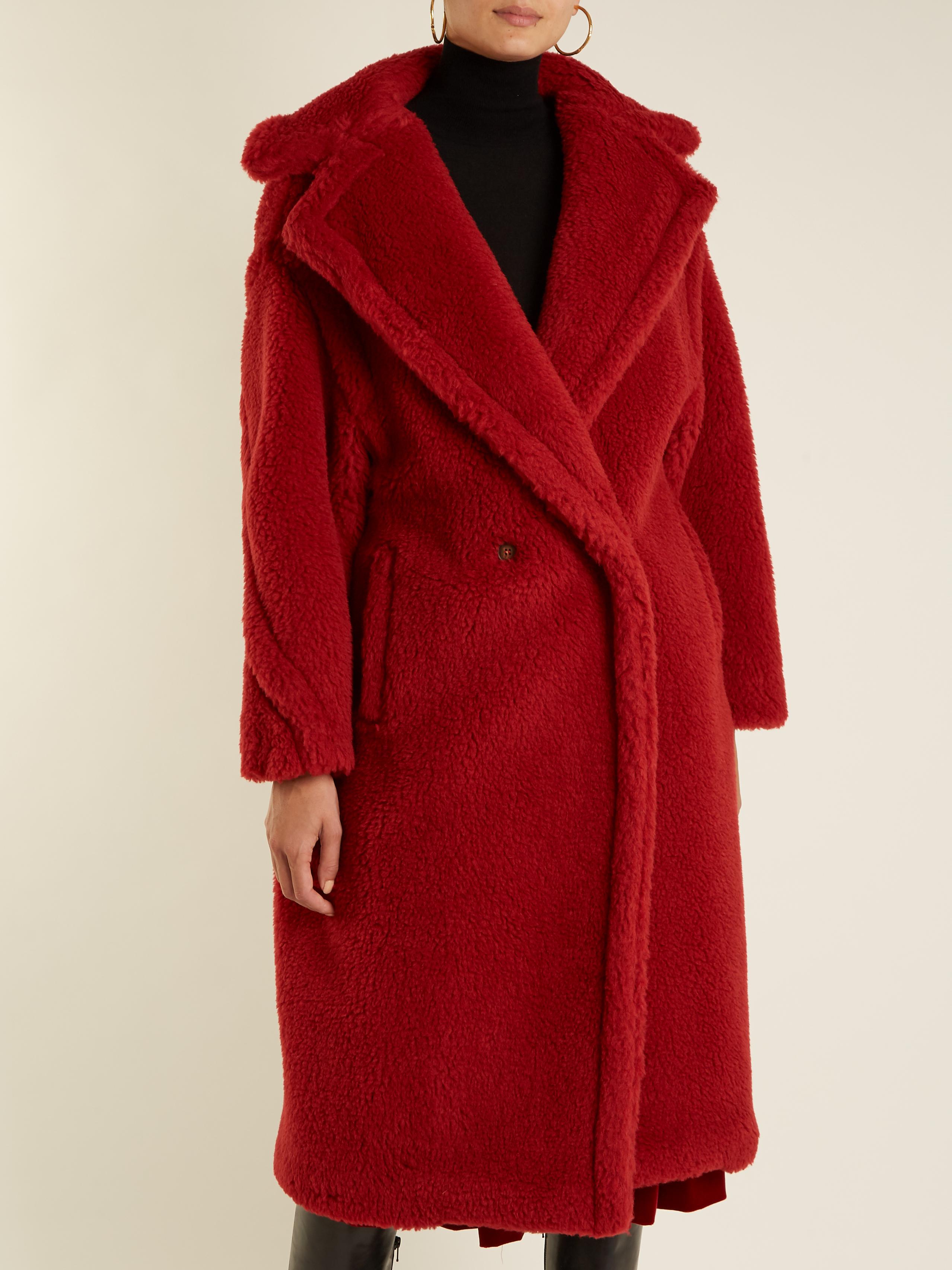 Max Mara Silk Teddy Coat In Red Lyst