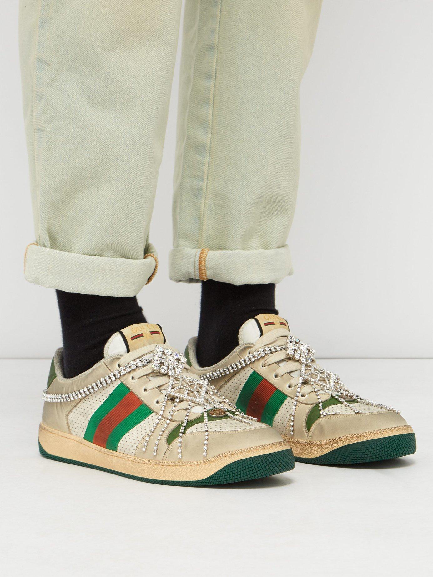gucci screener sneaker with crystals