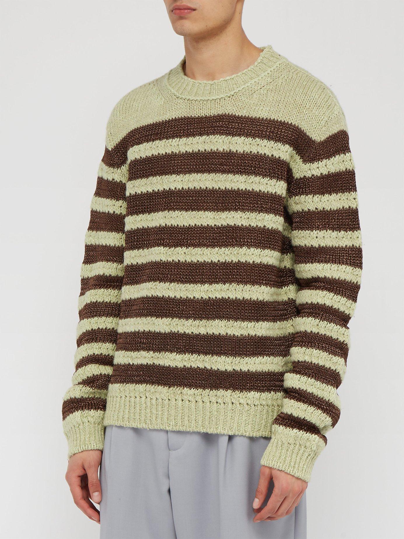 Acne Studios Linen Striped Sweater in Brown (Green) for Men - Lyst