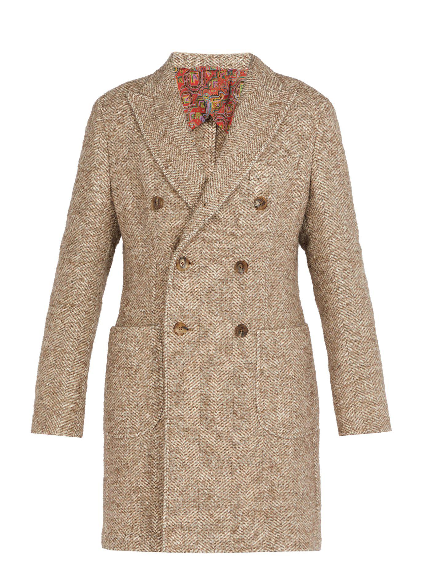double breasted tweed overcoat
