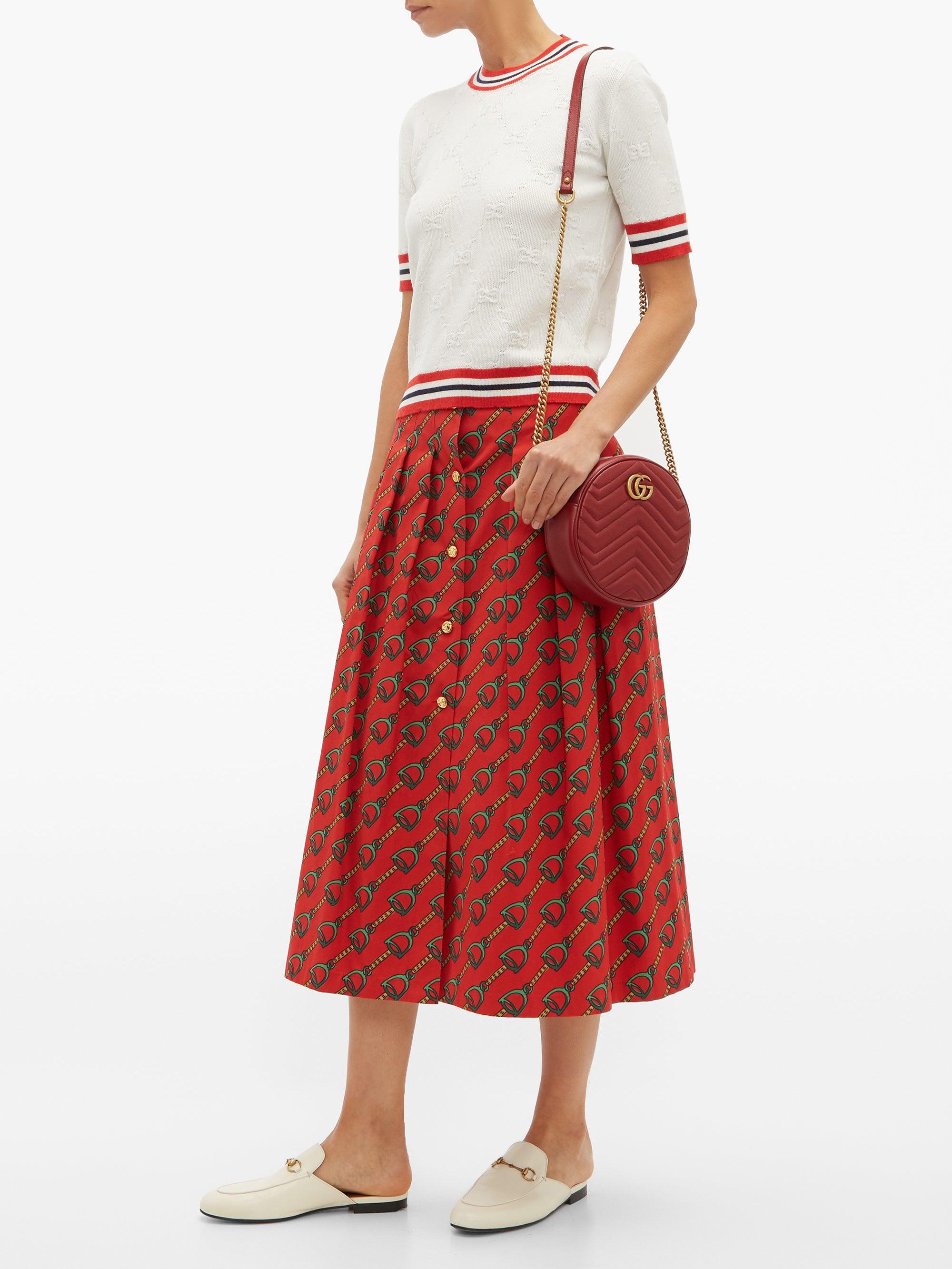 Gucci GG Marmont Mini Round Shoulder Bag Leather Ceris in Red
