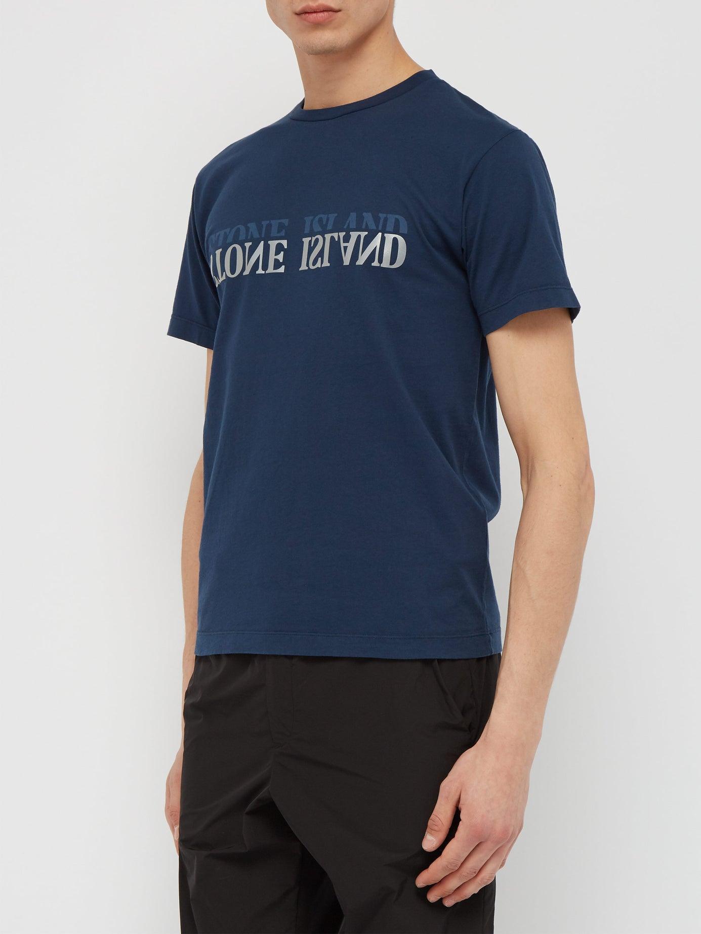 Stone Island Reflective Mirror-logo Print Cotton-jersey T-shirt in Navy  (Blue) for Men | Lyst