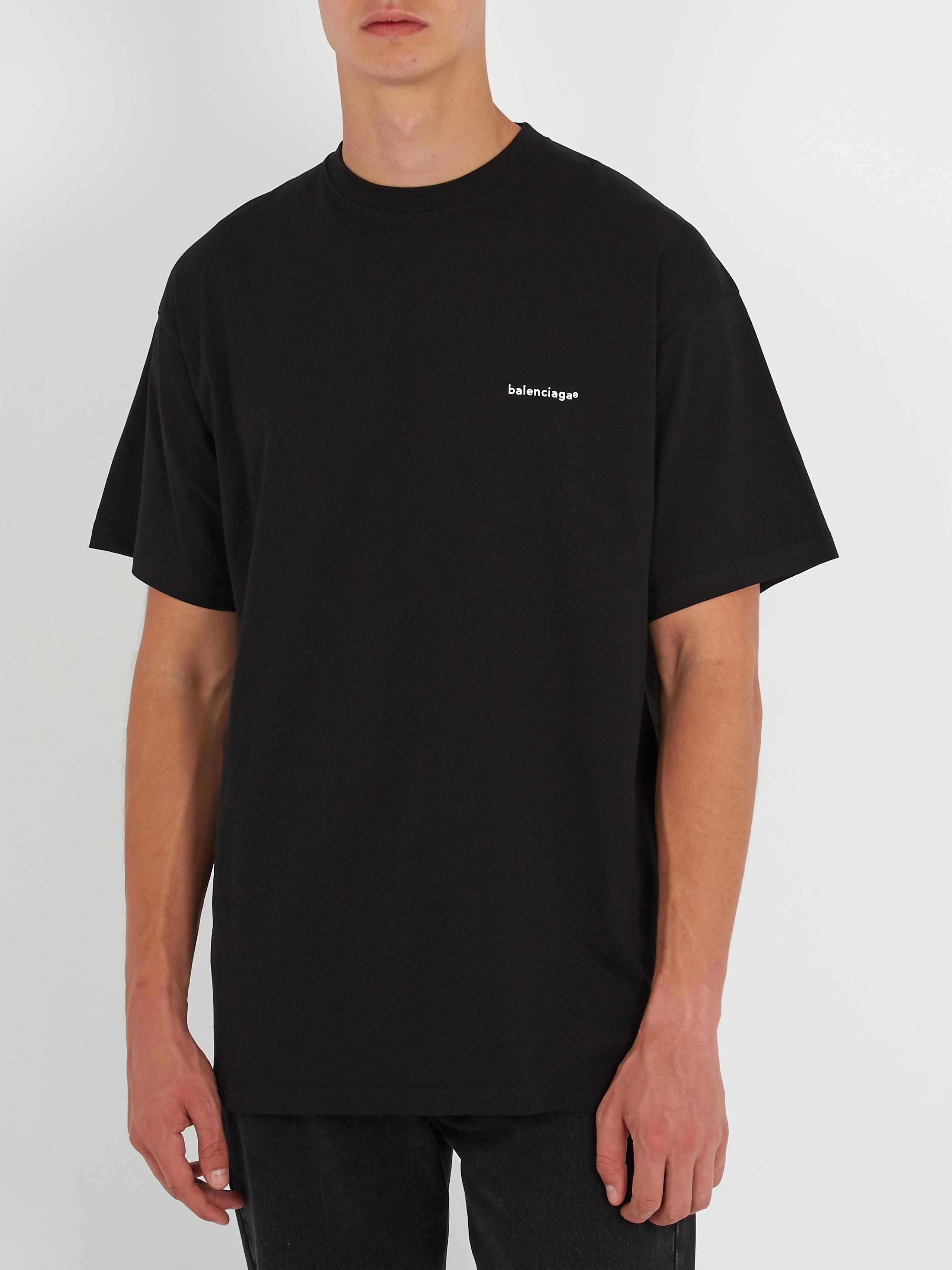 peave Gør gulvet rent Seneste nyt Balenciaga Oversized Logo-print Cotton T-shirt in Black for Men - Lyst