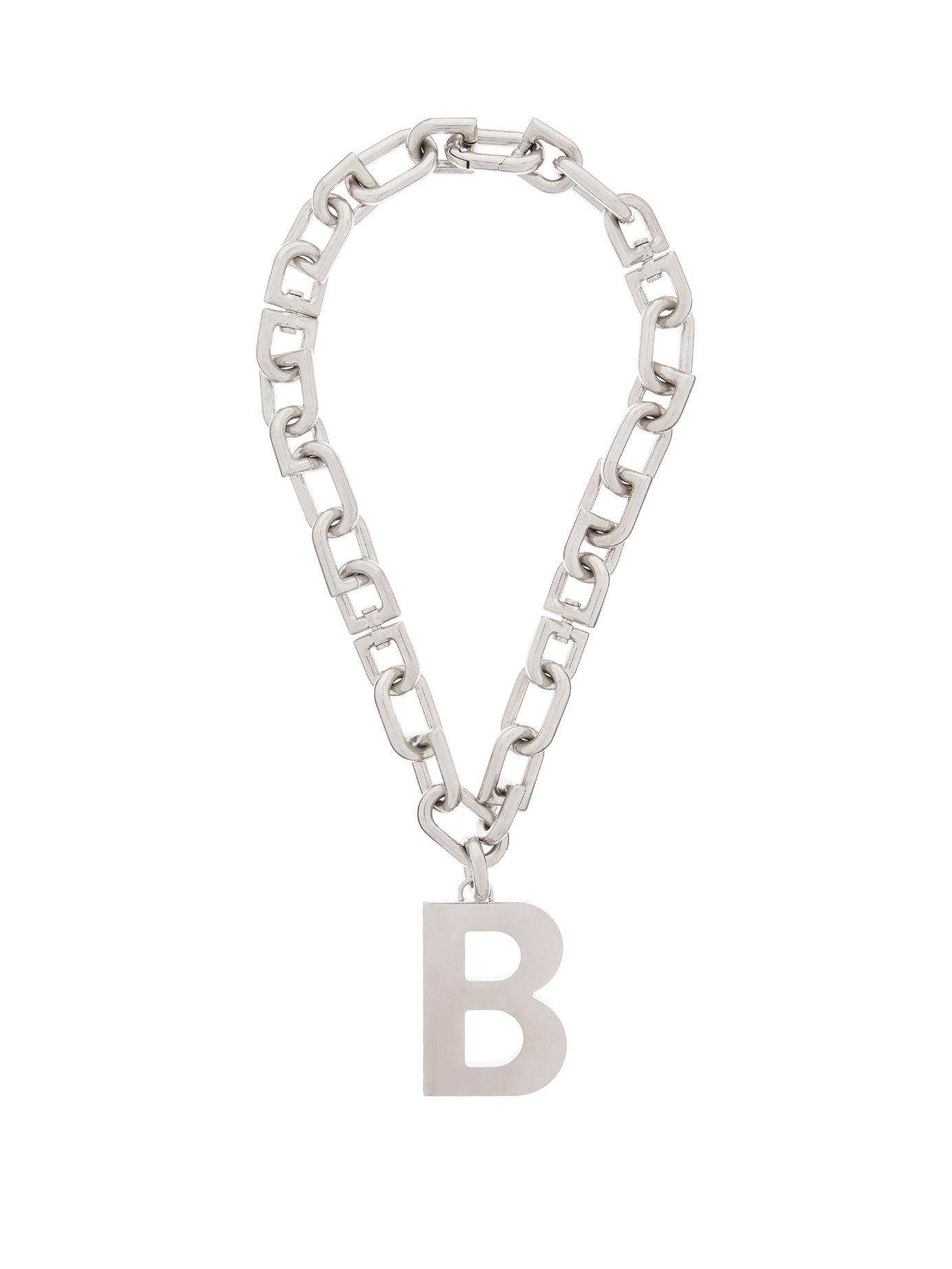 Balenciaga B-logo Chain Necklace in Silver (Metallic) | Lyst