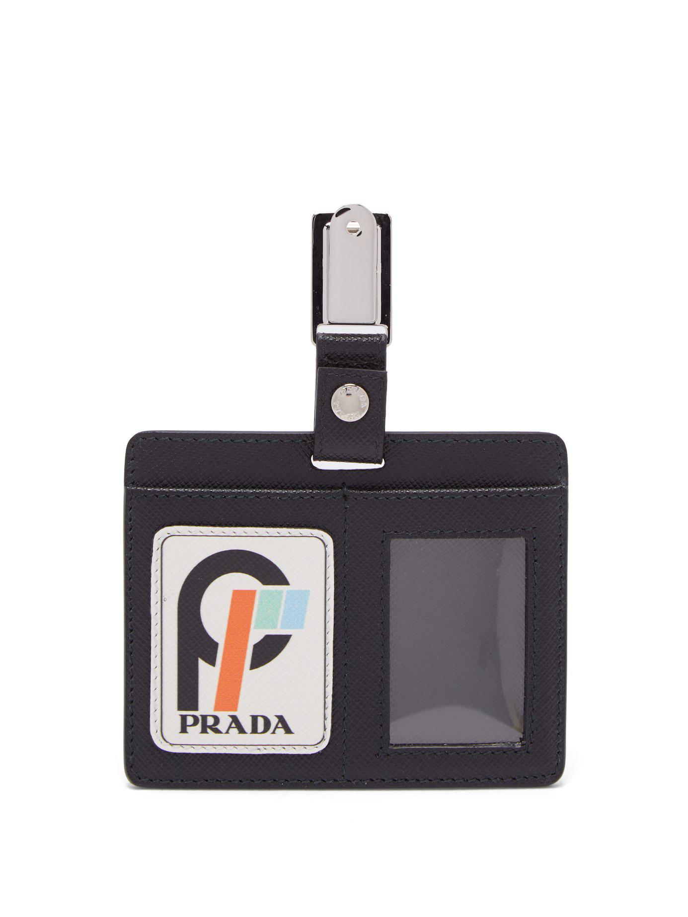 Prada Leather Clip Badge in Black for Men | Lyst