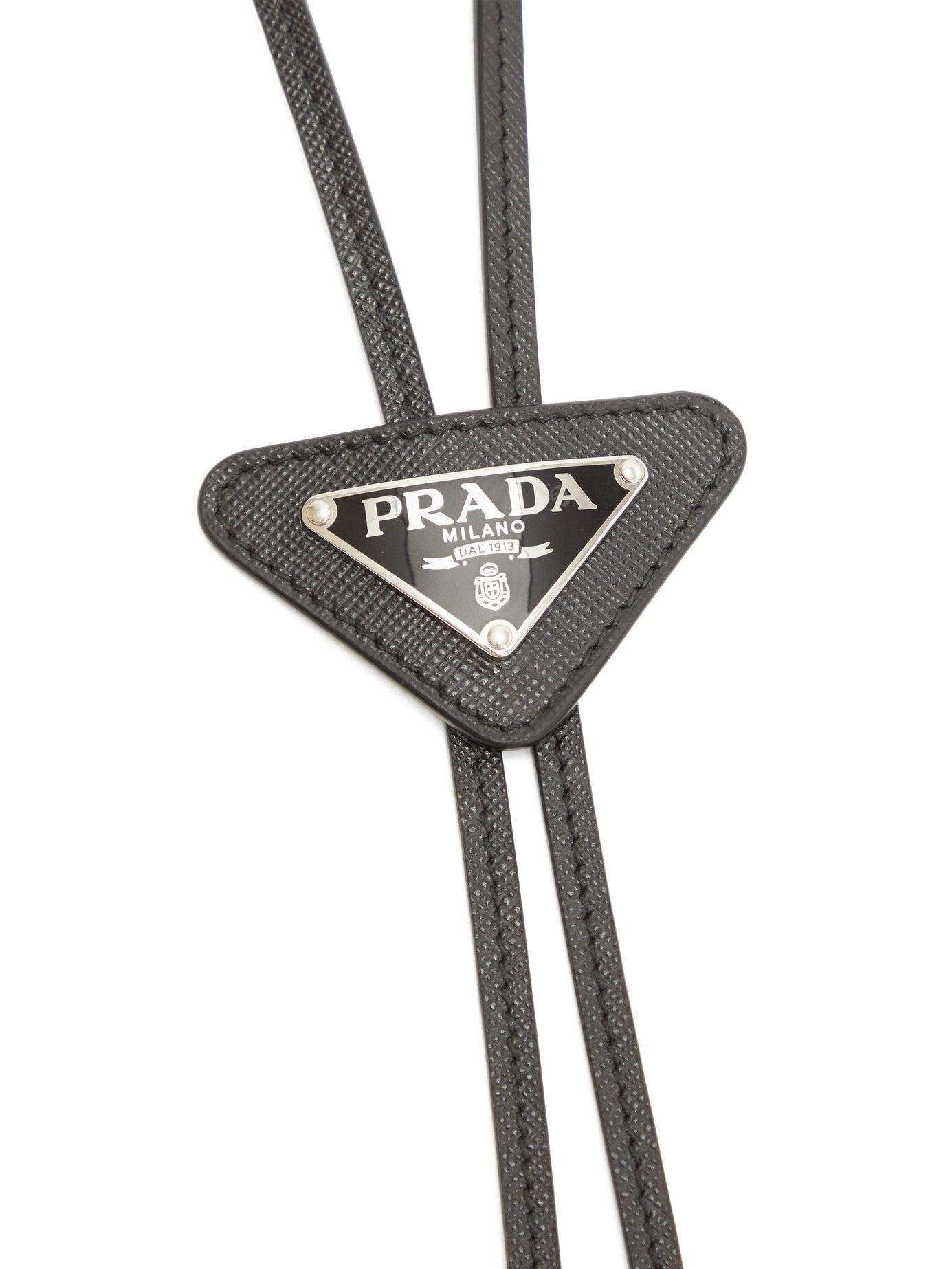 Prada Logo-plaque Saffiano-leather Bolo Tie in Black for Men | Lyst