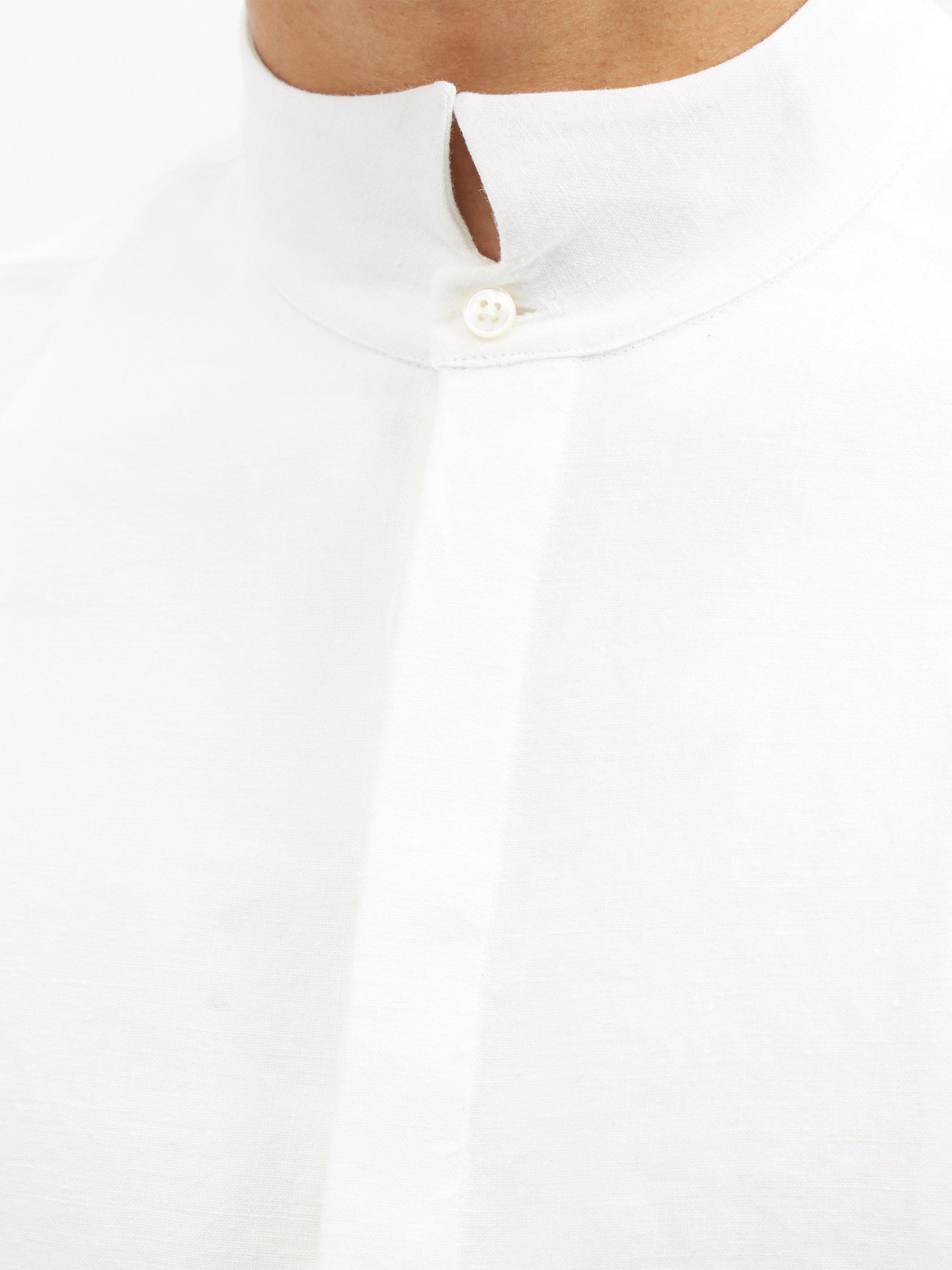 Bourrienne Paris X Desert Bib-front Tie-cuff Linen Shirt in White